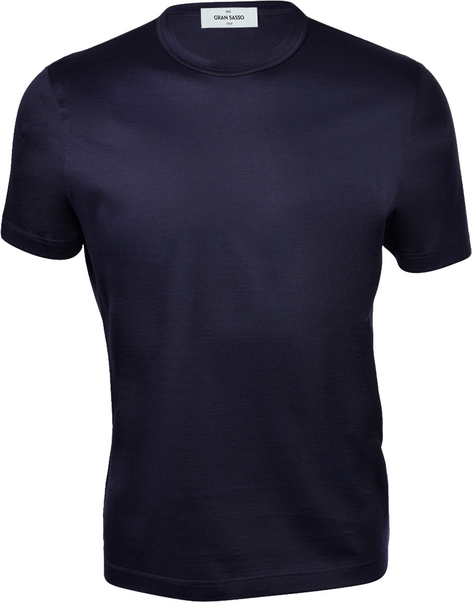 T-Shirt in Filo di Scozia / Blu - Ideal Moda