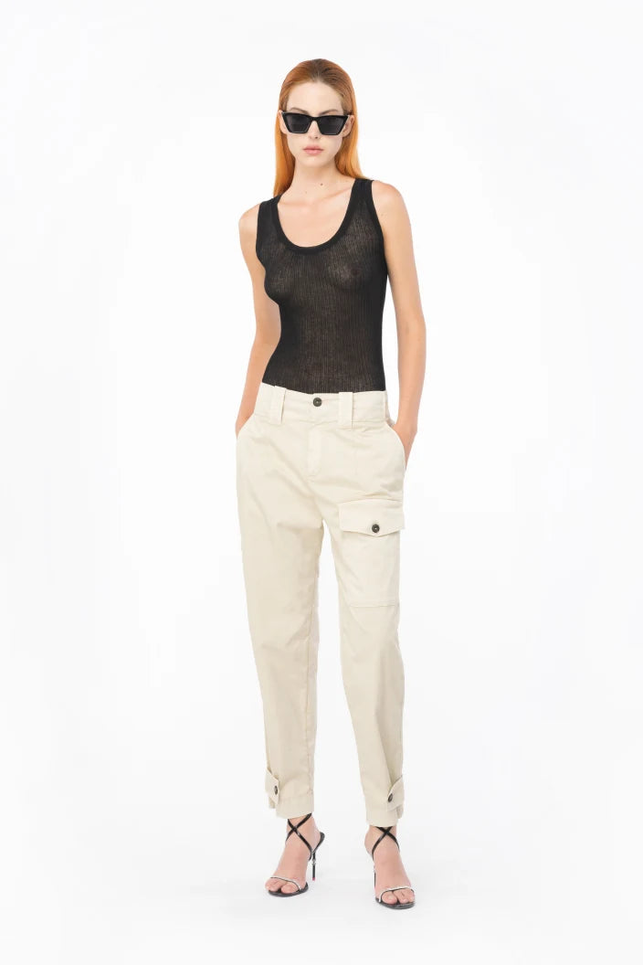 Pantalone Cargo in Cotone Stretch / Beige - Ideal Moda