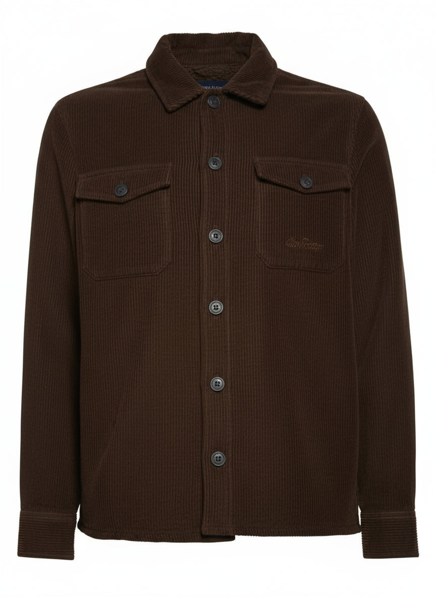 Camicia con Tasche in Velluto a Coste / Marrone - Ideal Moda