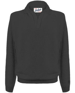 Maglia Polo in Lana Merino  / Nero - Ideal Moda