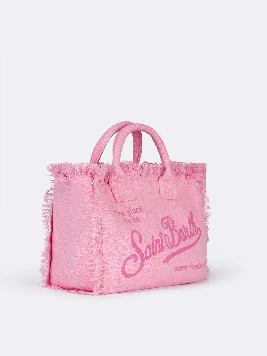 Borsa Colette in Lino con Ricami / Rosa - Ideal Moda