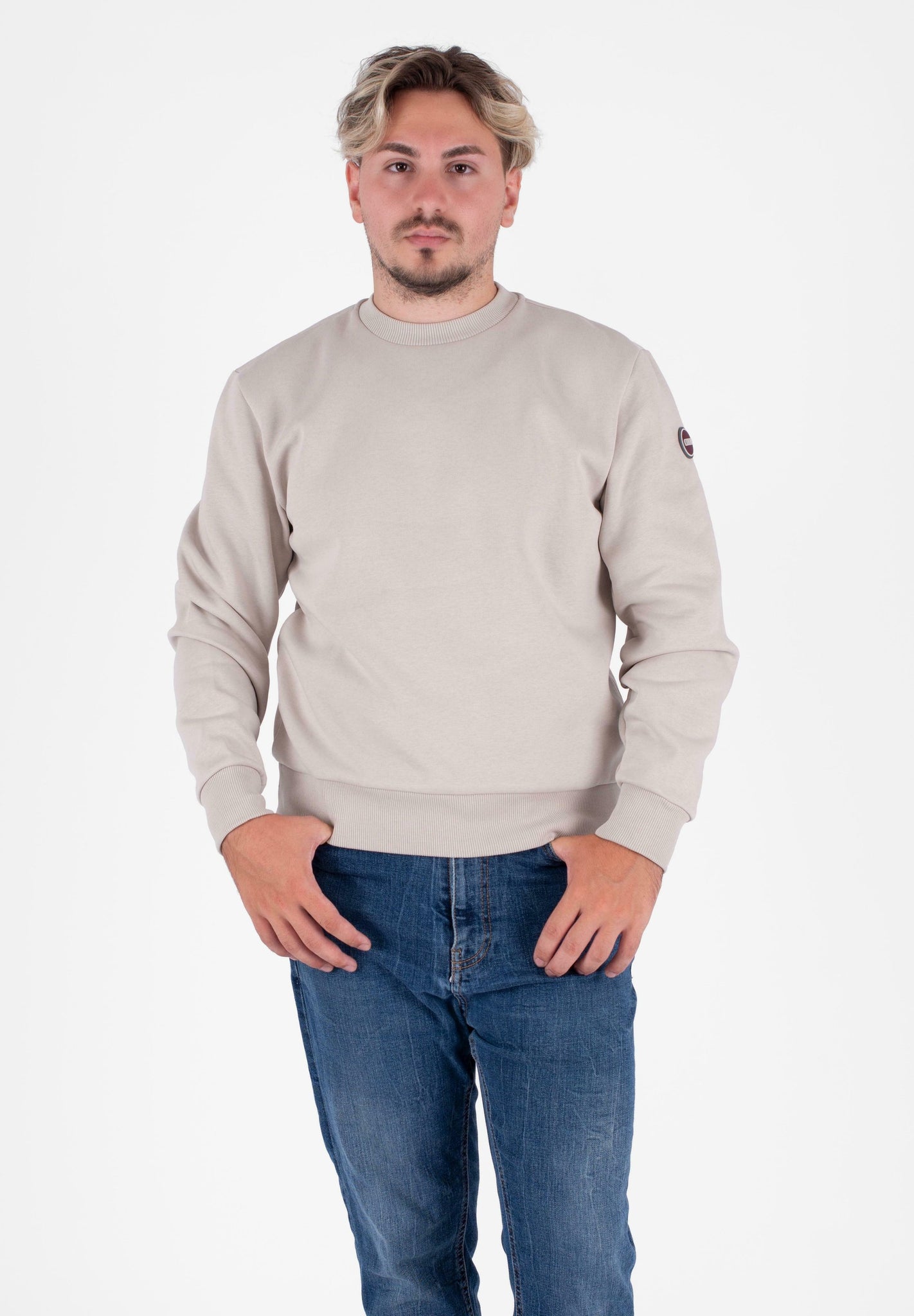 Felpa Girocollo con Logo / Grigio - Ideal Moda