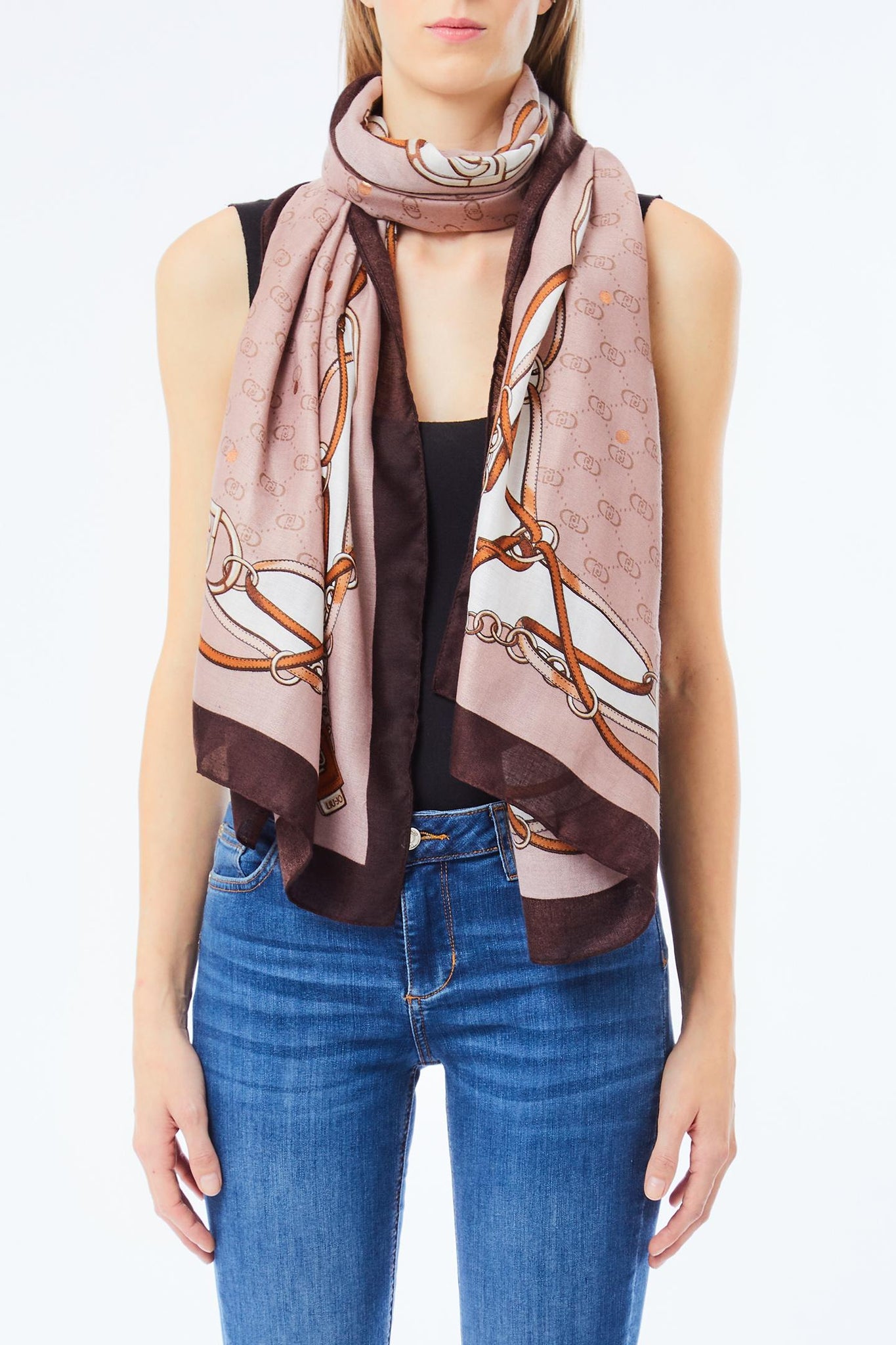 Stola con Logo / Beige - Ideal Moda