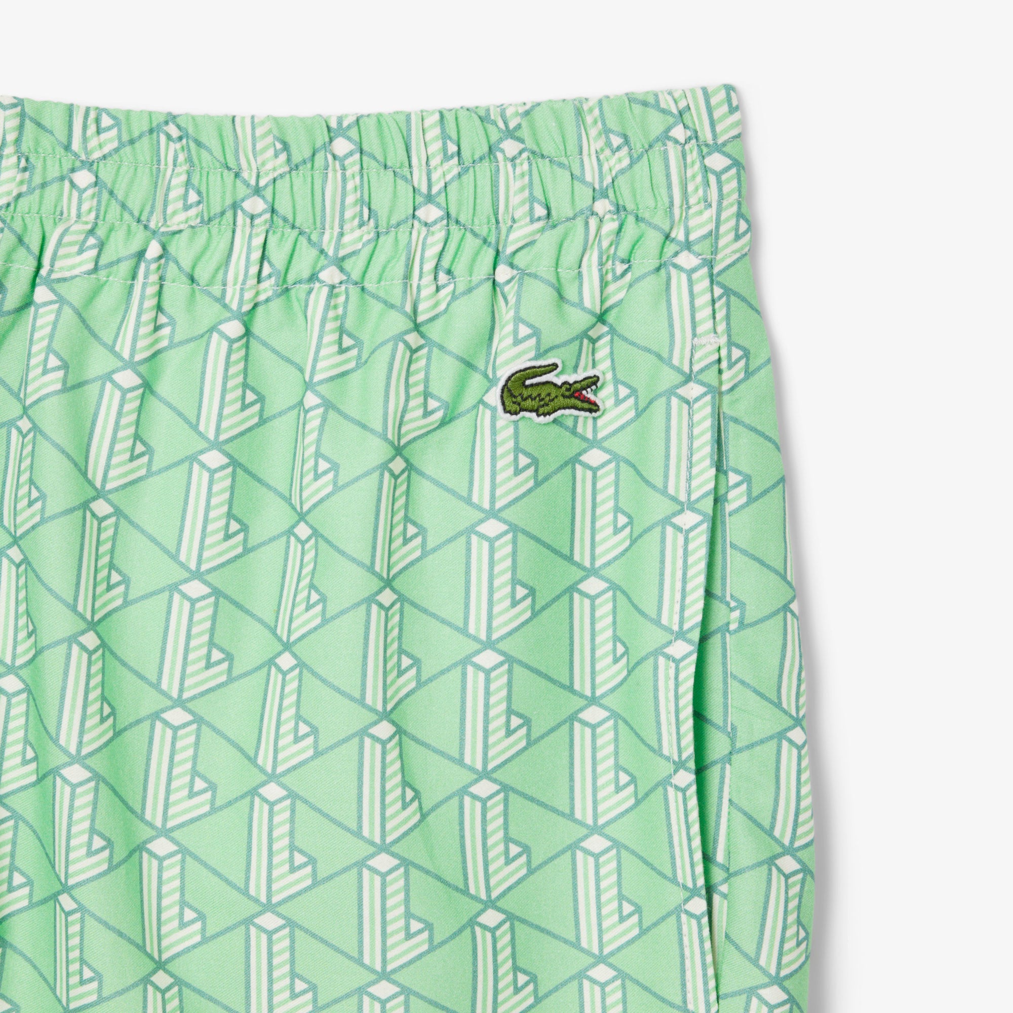 Shorts Leggero con Stampa Monogramma / Verde - Ideal Moda