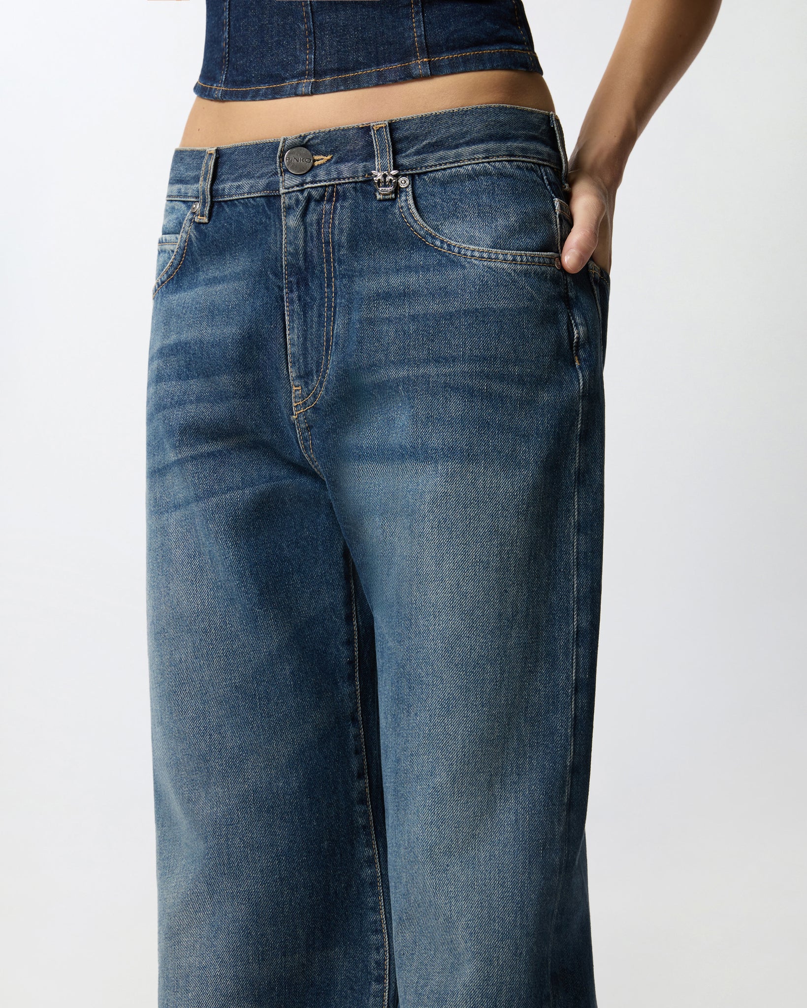 Jeans Wide Leg in Denim / Jeans - Ideal Moda