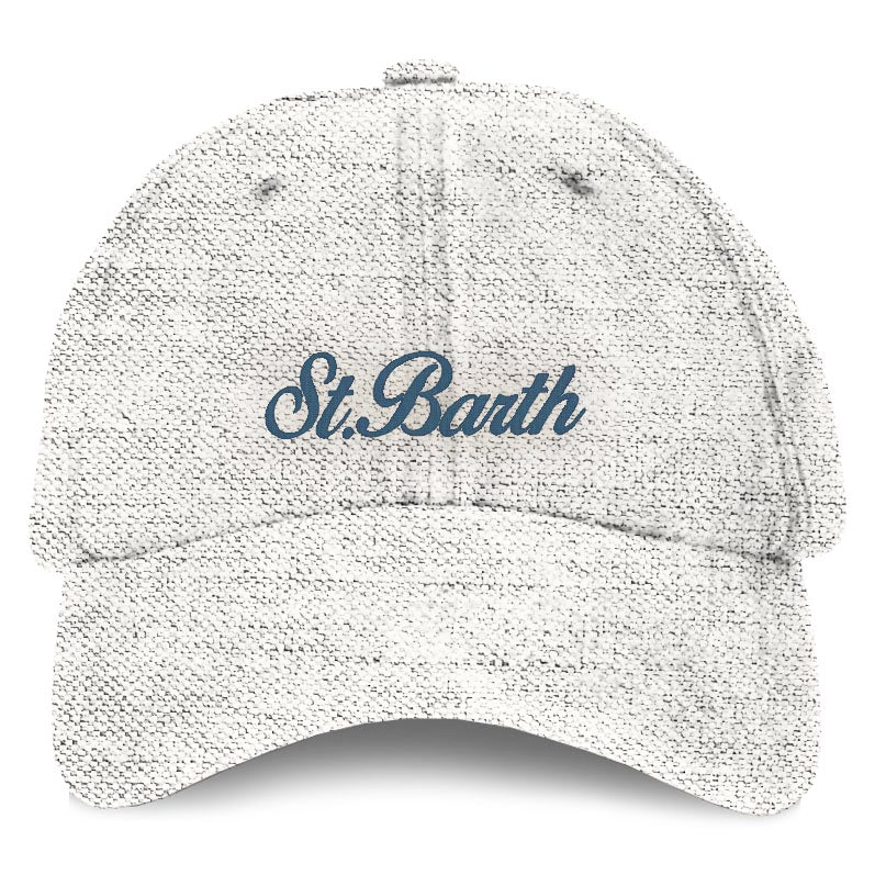 Cappello in Misto Lino con Logo / Bianco - Ideal Moda