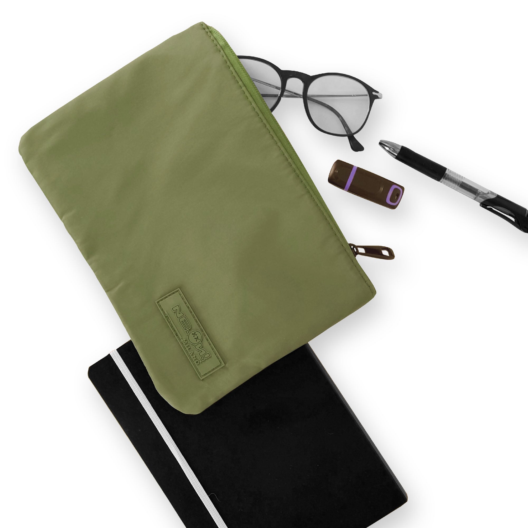 Busta Piatta con Logo / Verde - Ideal Moda