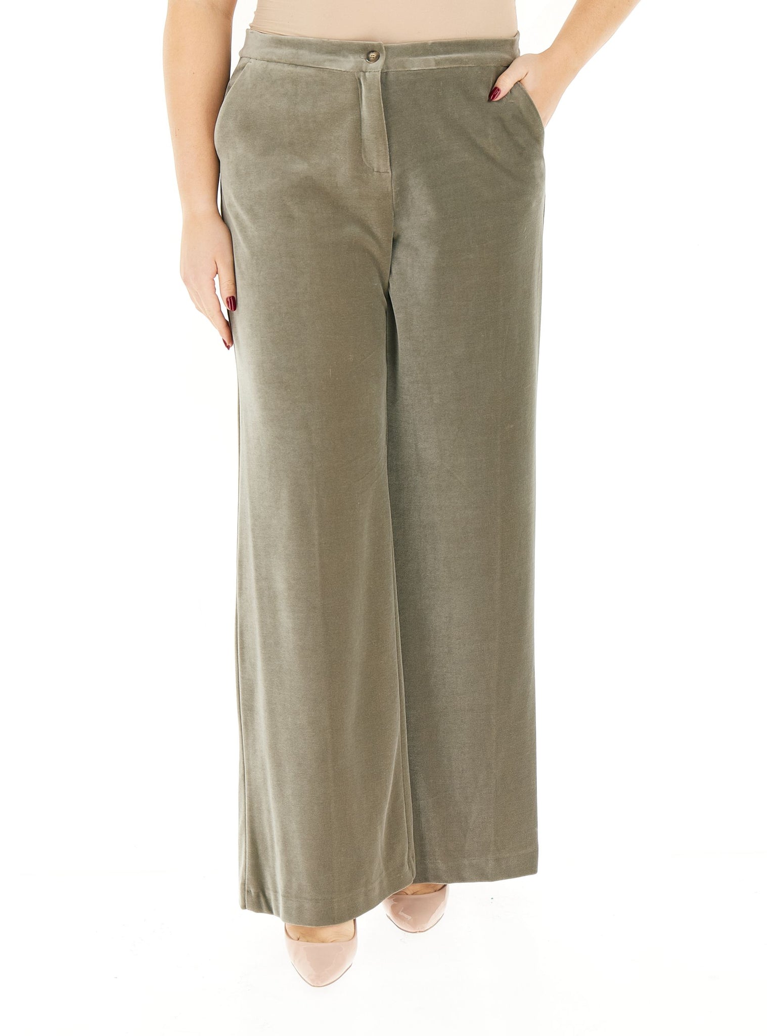 Pantalone in Velluto / Grigio - Ideal Moda