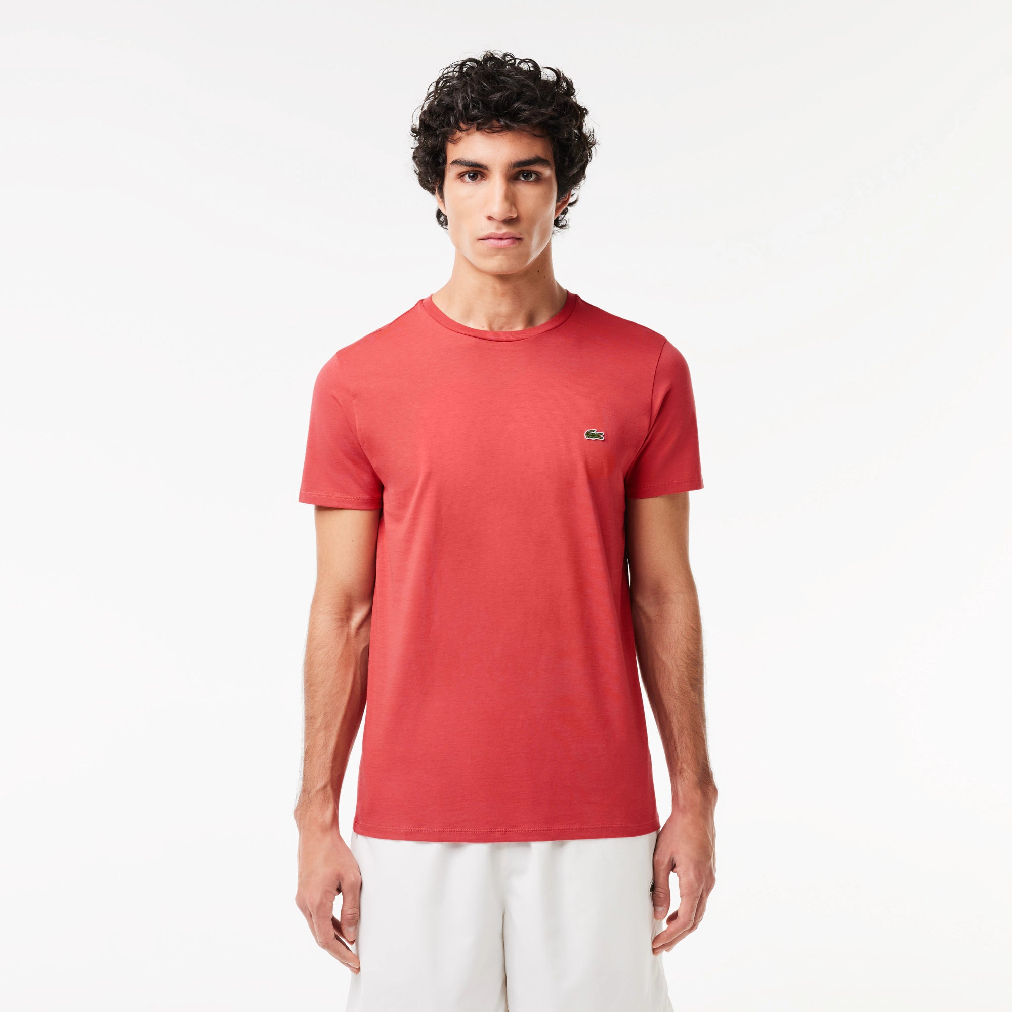 T-Shirt a Girocollo in Jersey di Cotone Pima / Rosa - Ideal Moda