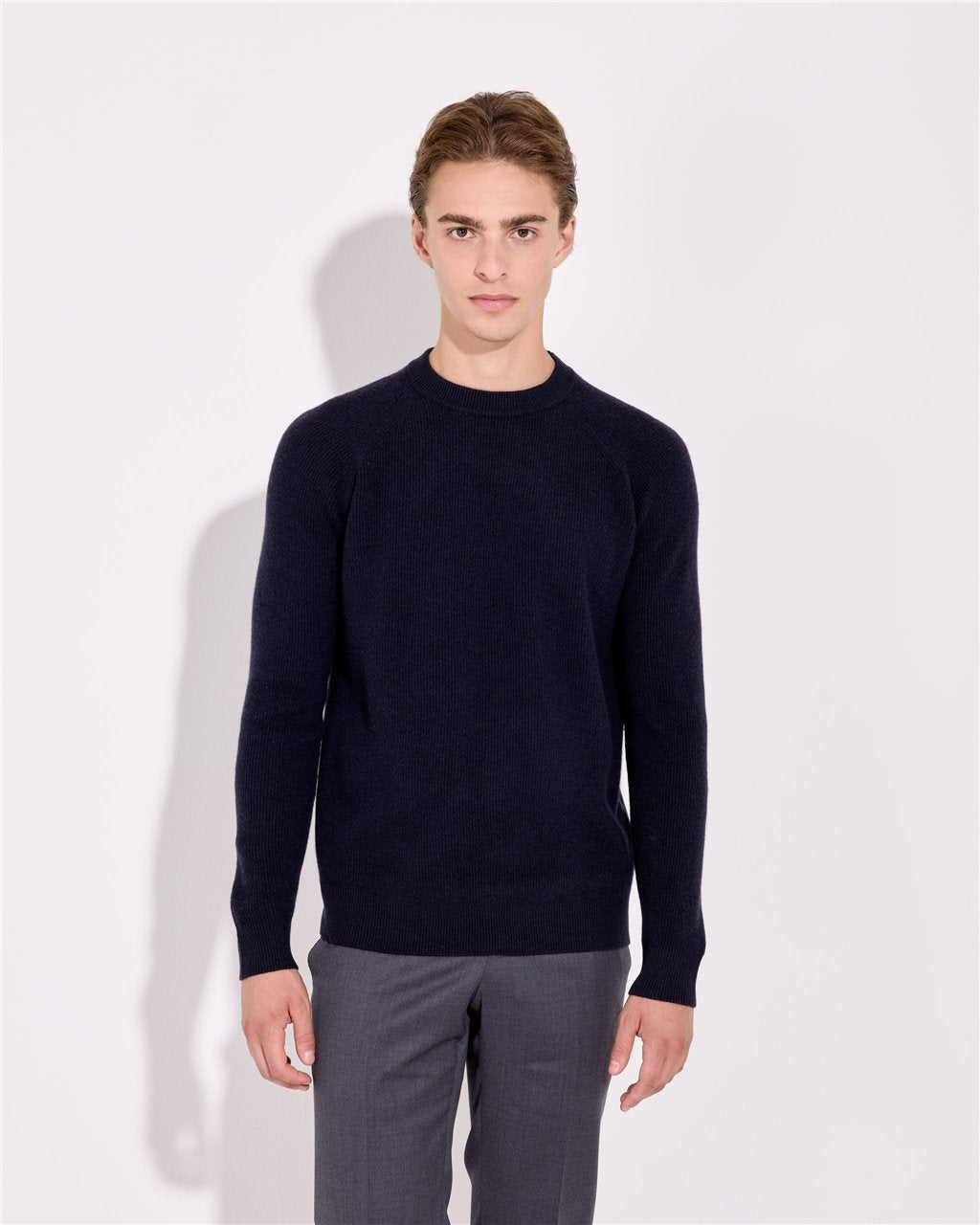 Maglia Girocollo Raglan a Costa Inglese / Blu - Ideal Moda