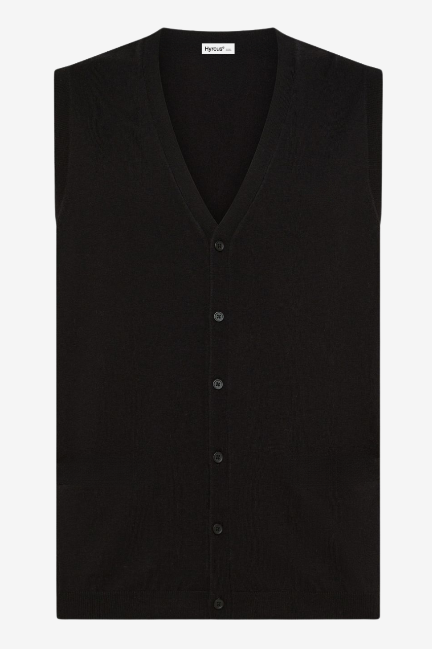 Maglia Gilet in Lana Merino Extrafine / Nero - Ideal Moda