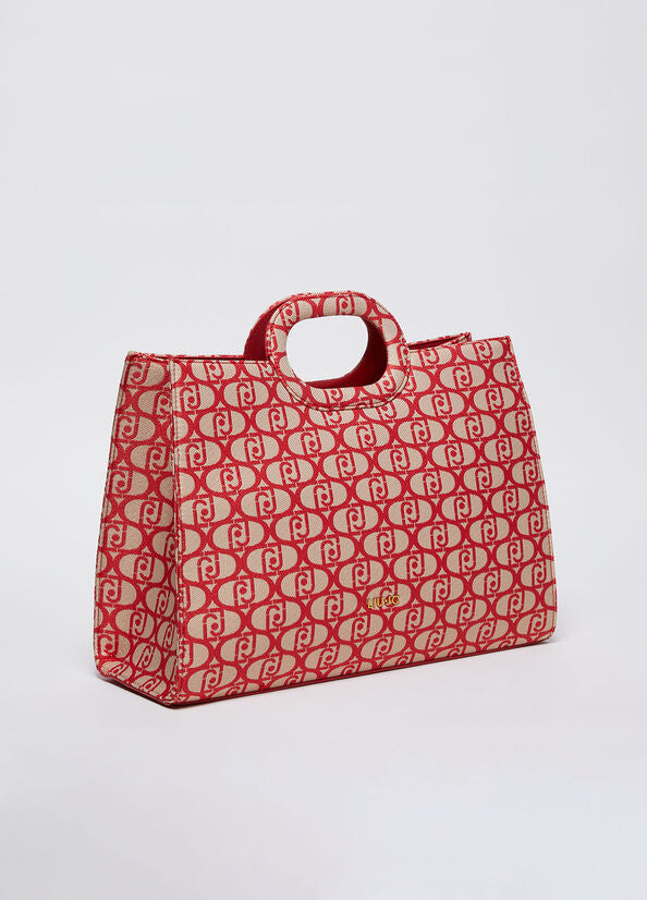 Shopping Bag Jacquard con Logo / Rosso - Ideal Moda