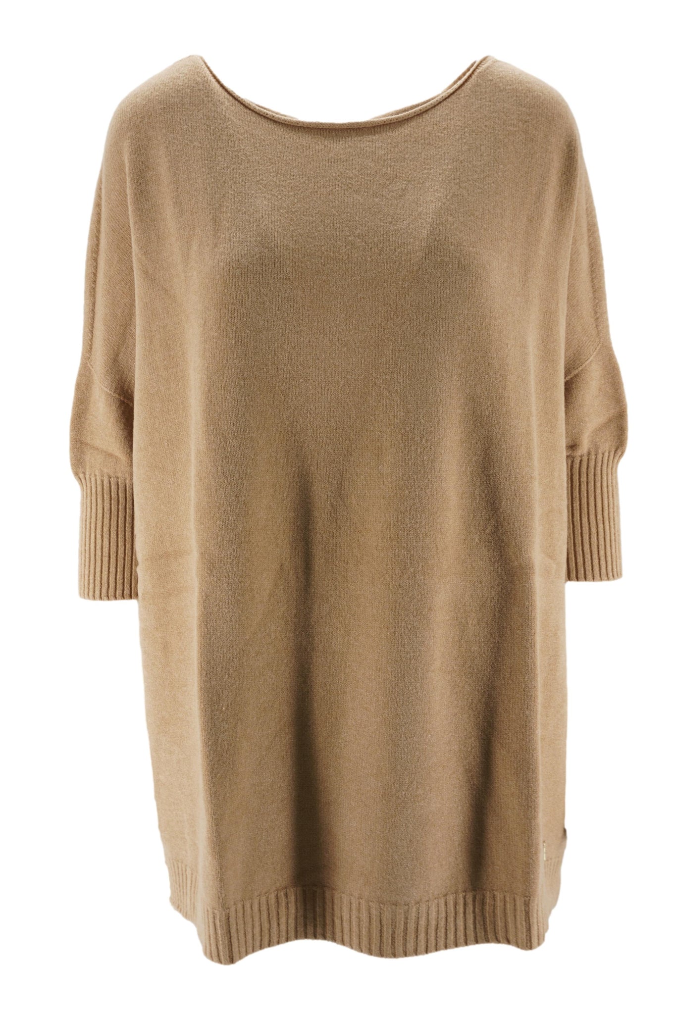 Maglia Girocollo Boxy Fit / Beige - Ideal Moda
