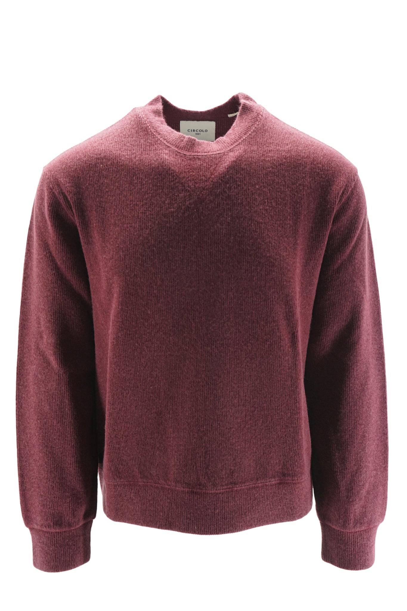 Felpa Girocollo a Coste / Bordeaux - Ideal Moda