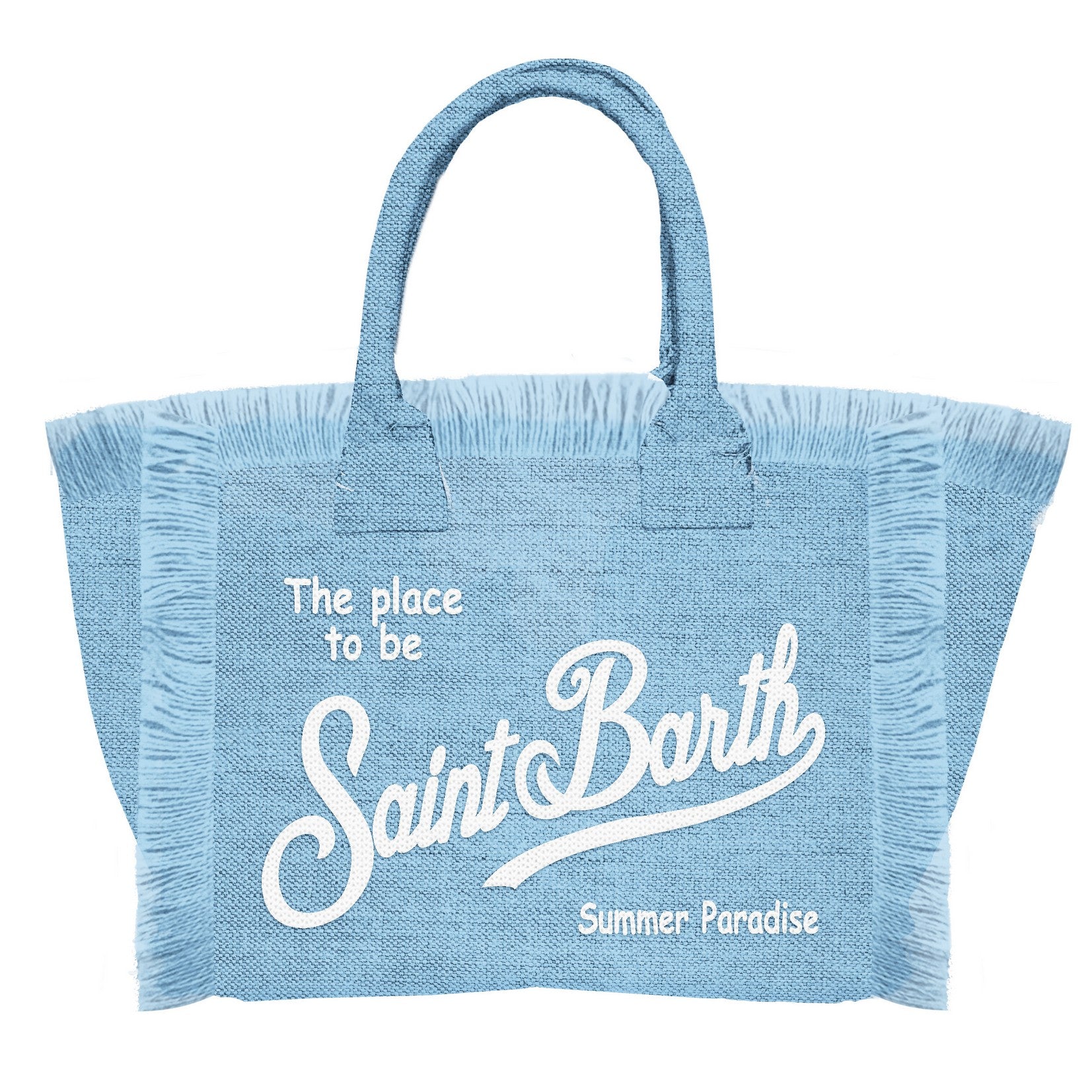 Borsa Colette in Lino con Ricami / Celeste - Ideal Moda