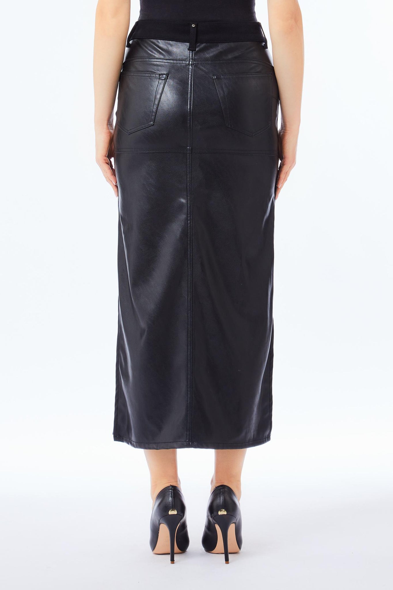 Gonna Lunga in Tessuto Spalmato / Nero - Ideal Moda