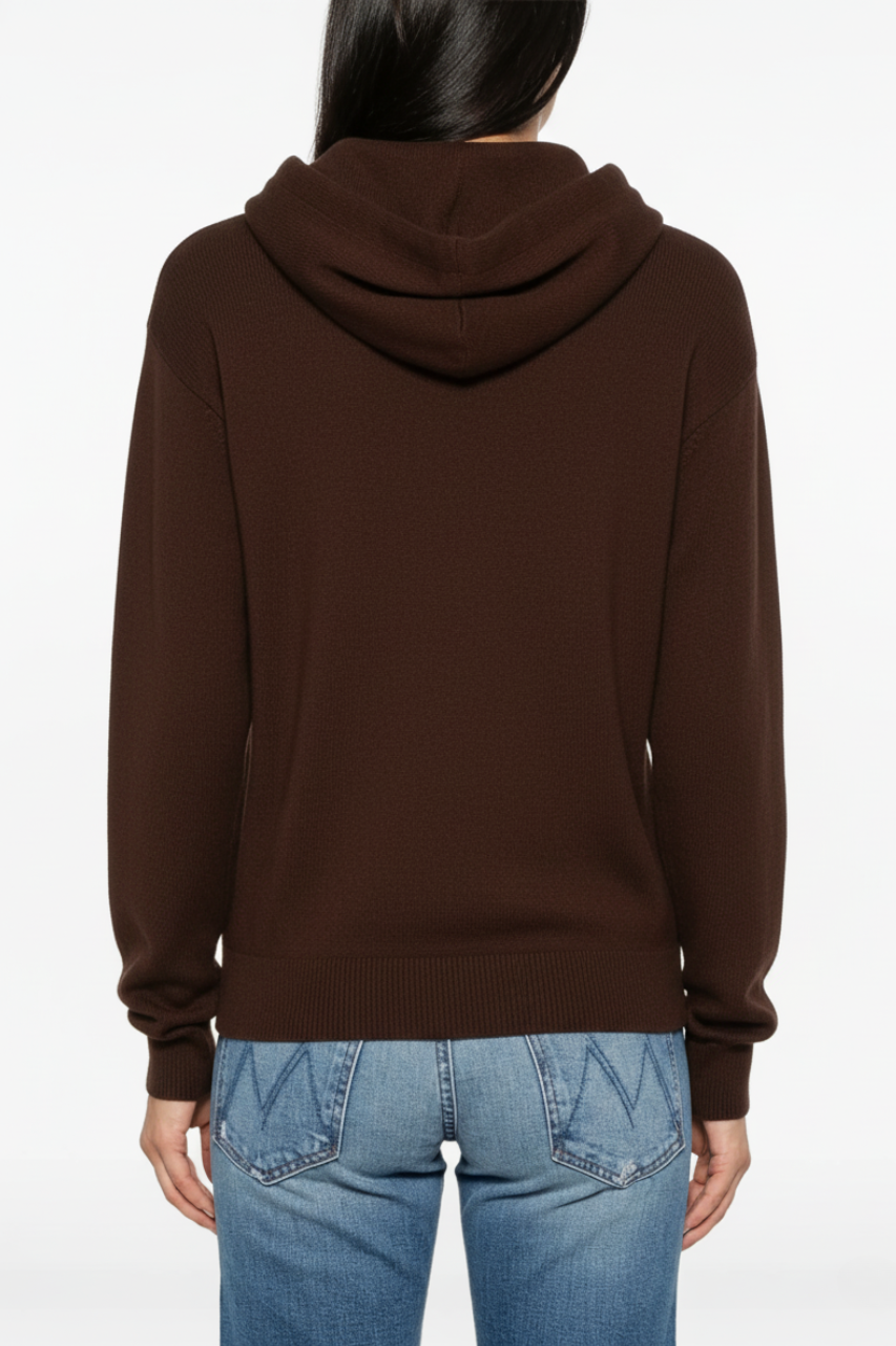 Maglia con Cappuccio e Logo / Marrone - Ideal Moda