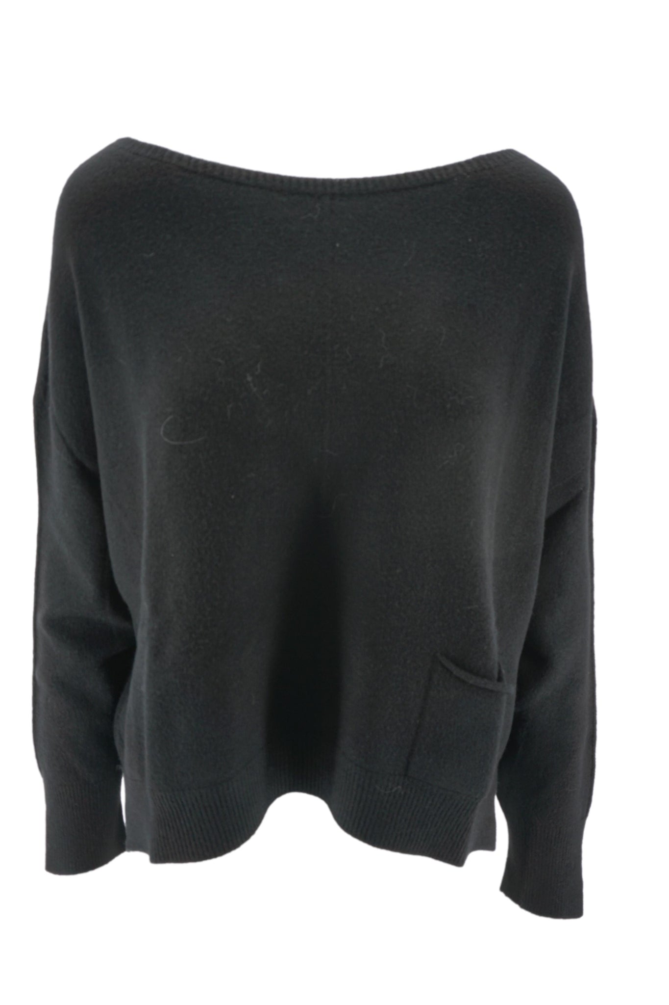 Maglia Boxy Fit con Girocollo Largo / Nero - Ideal Moda