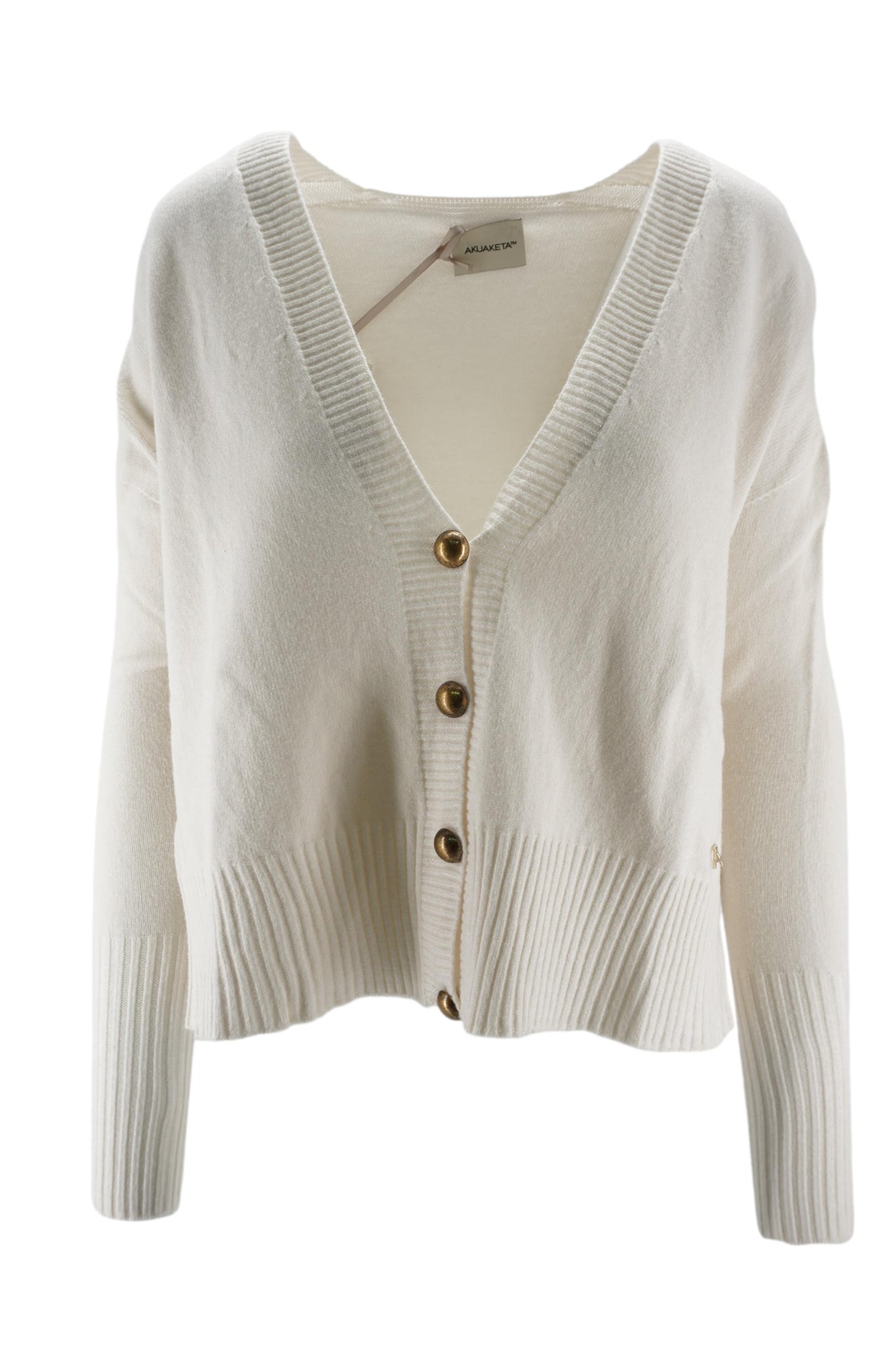 Cardigan con Bottoni a Contrasto / Bianco - Ideal Moda