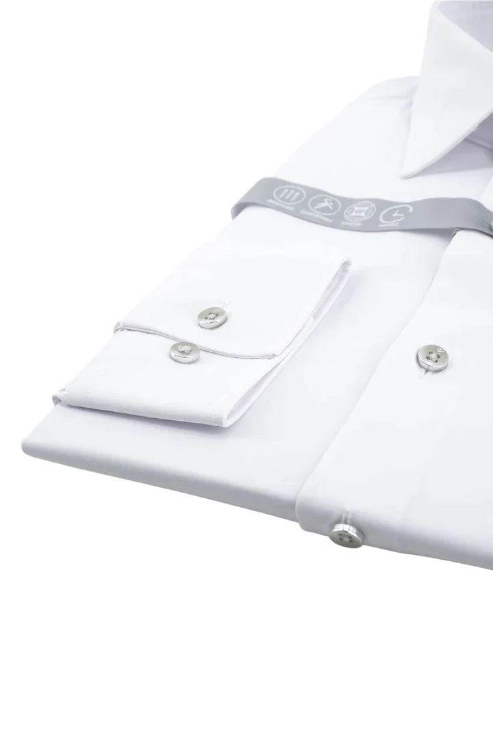 Camicia Stretch Slim Fit in Tessuto Tecnico / Bianco - Ideal Moda