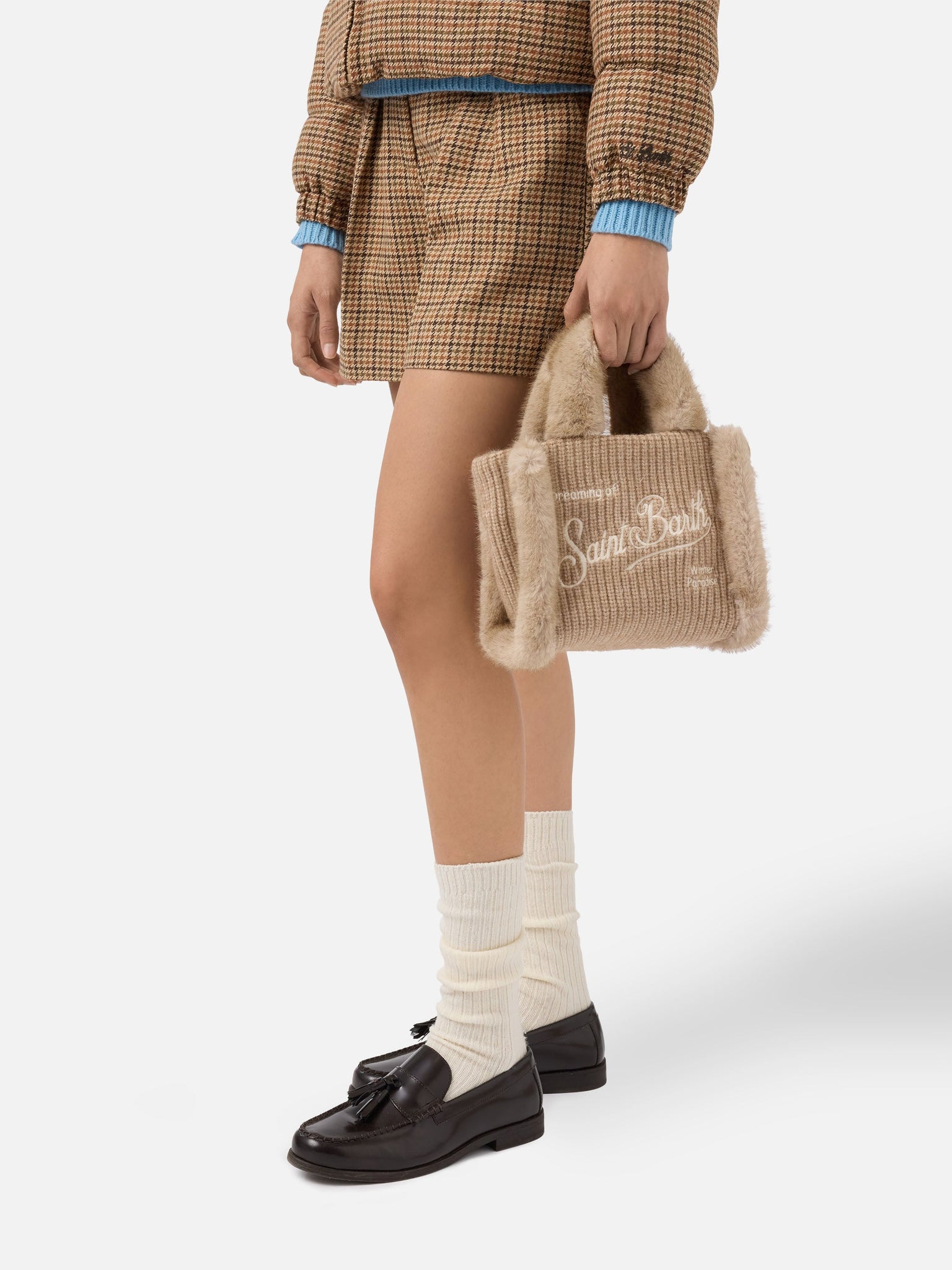 Borsa Morbida a Mano Vanity Mini Shearling / Beige - Ideal Moda