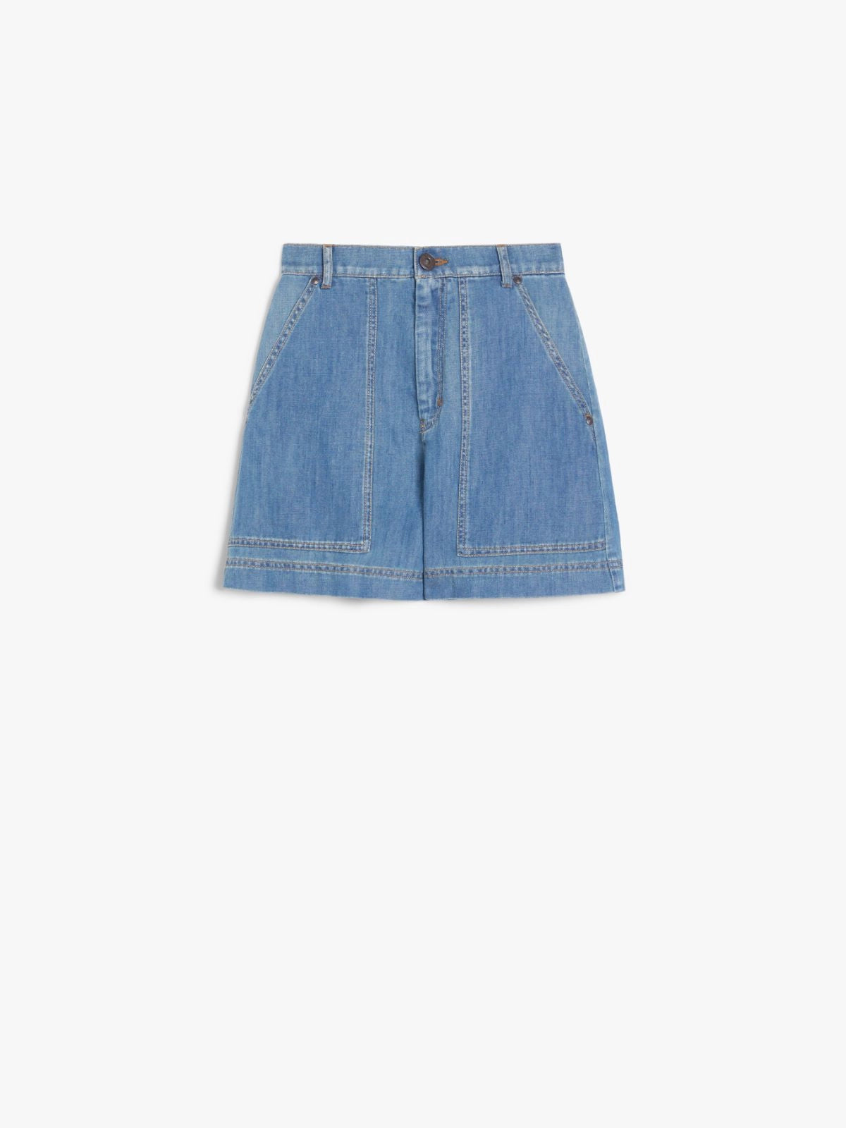 Bermuda in Denim di Cotone e Lino / Jeans - Ideal Moda