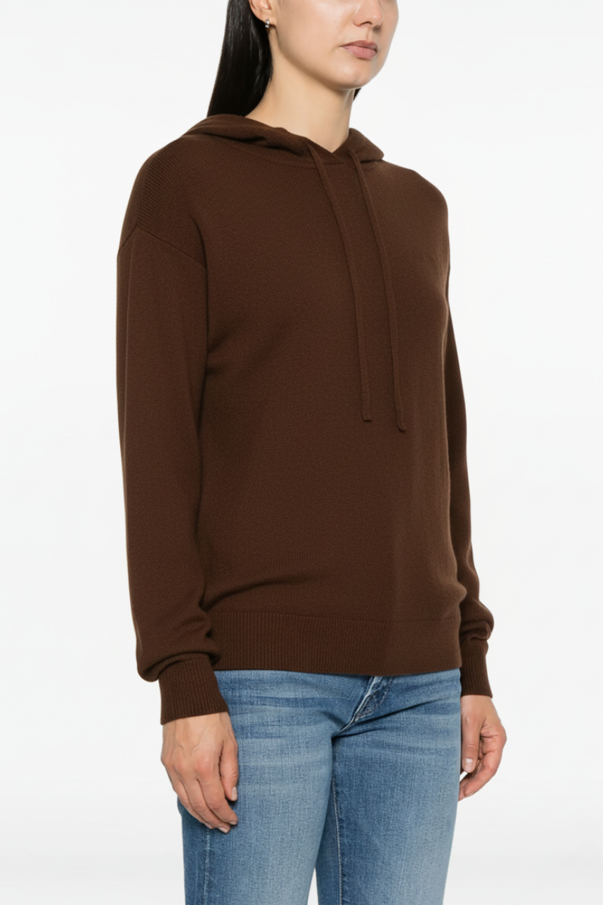 Maglia con Cappuccio e Logo / Marrone - Ideal Moda