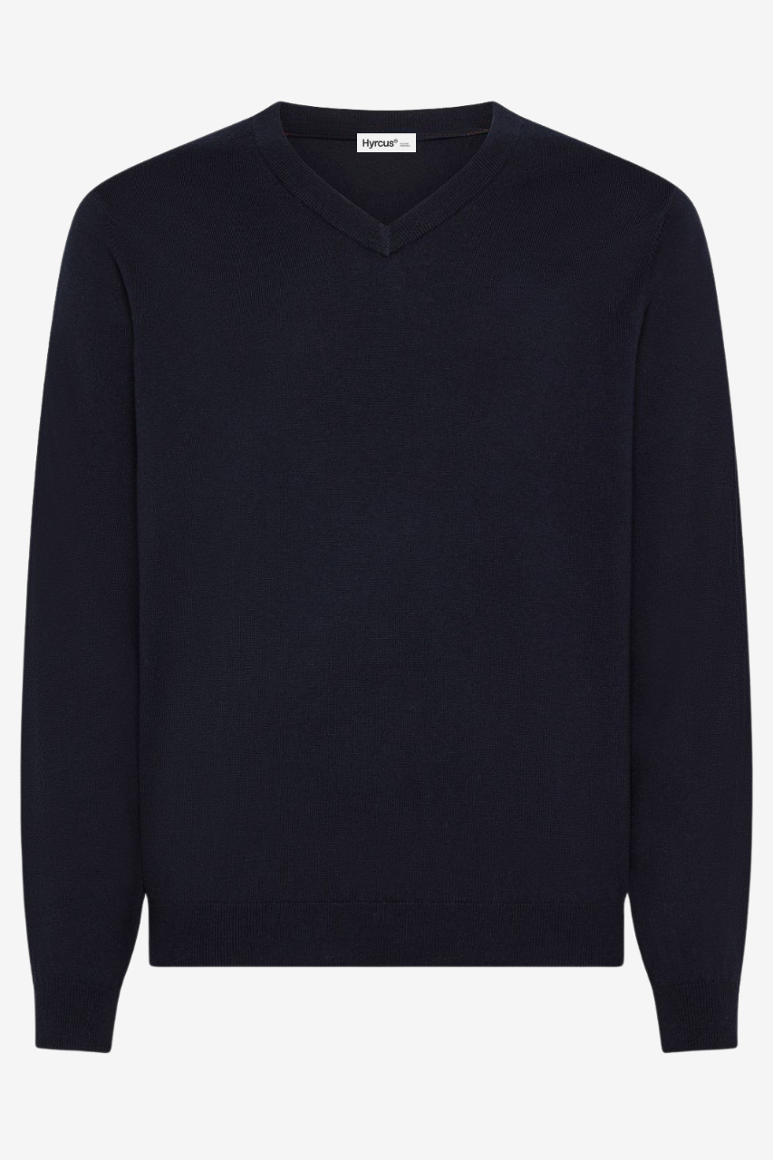 Maglia con Scollo a V in Lana Merino Extrafine / Blu - Ideal Moda