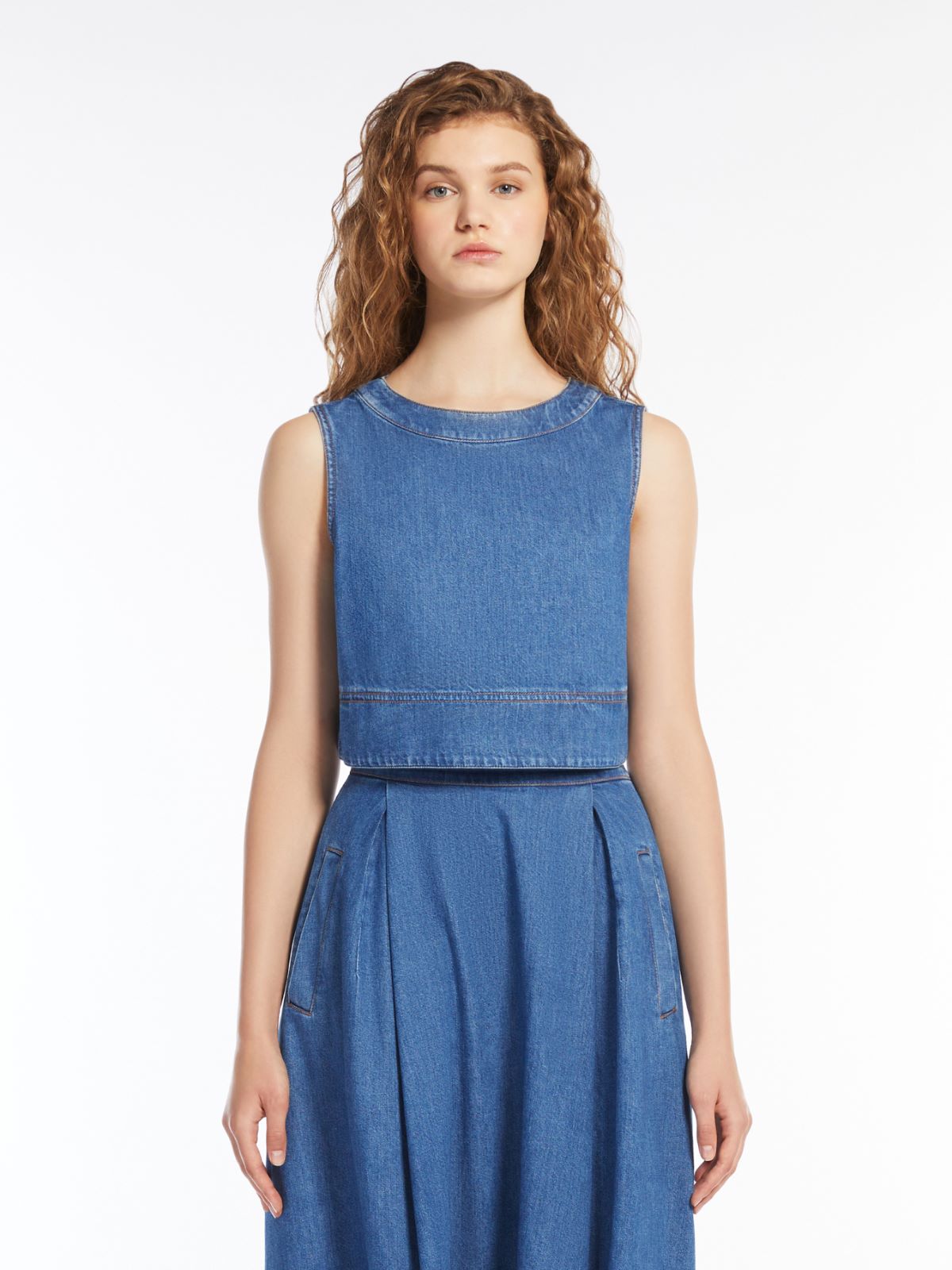 Top in Denim di Cotone / Jeans - Ideal Moda