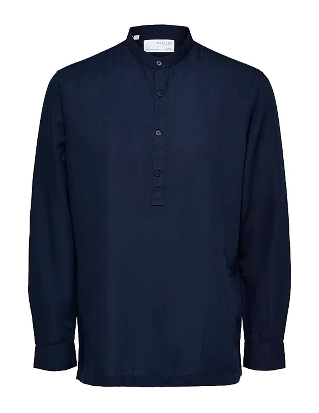 Camicia a Polo in Misto Lino e Cotone / Blu - Ideal Moda