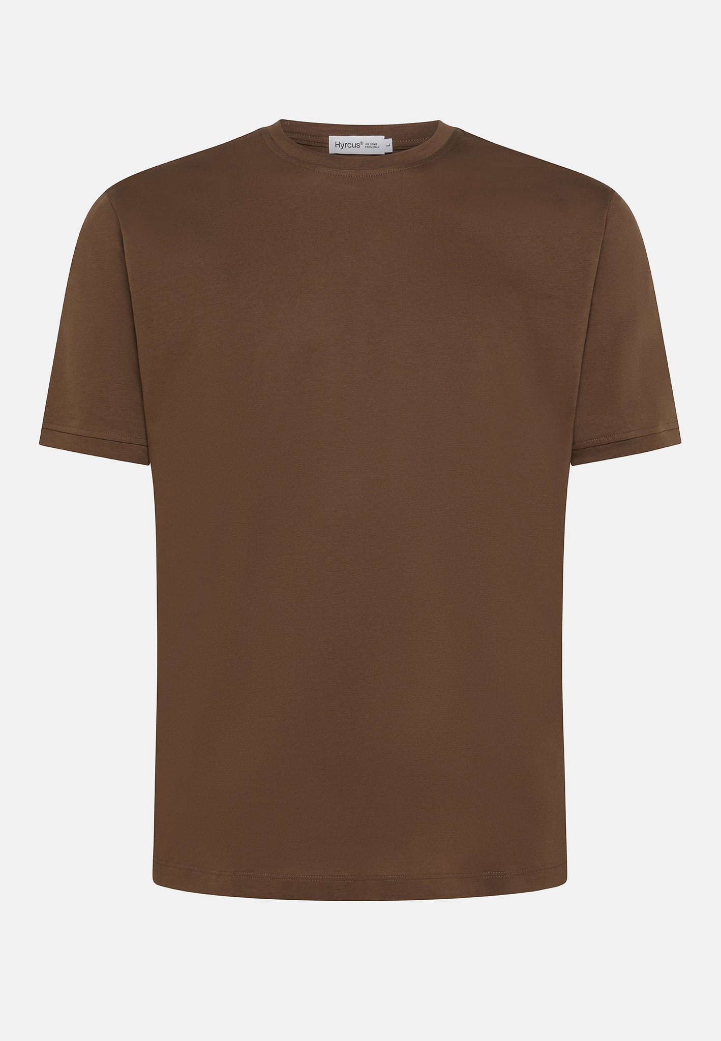 T-Shirt Girocollo in Cotone Filo di Scozia / Marrone - Ideal Moda