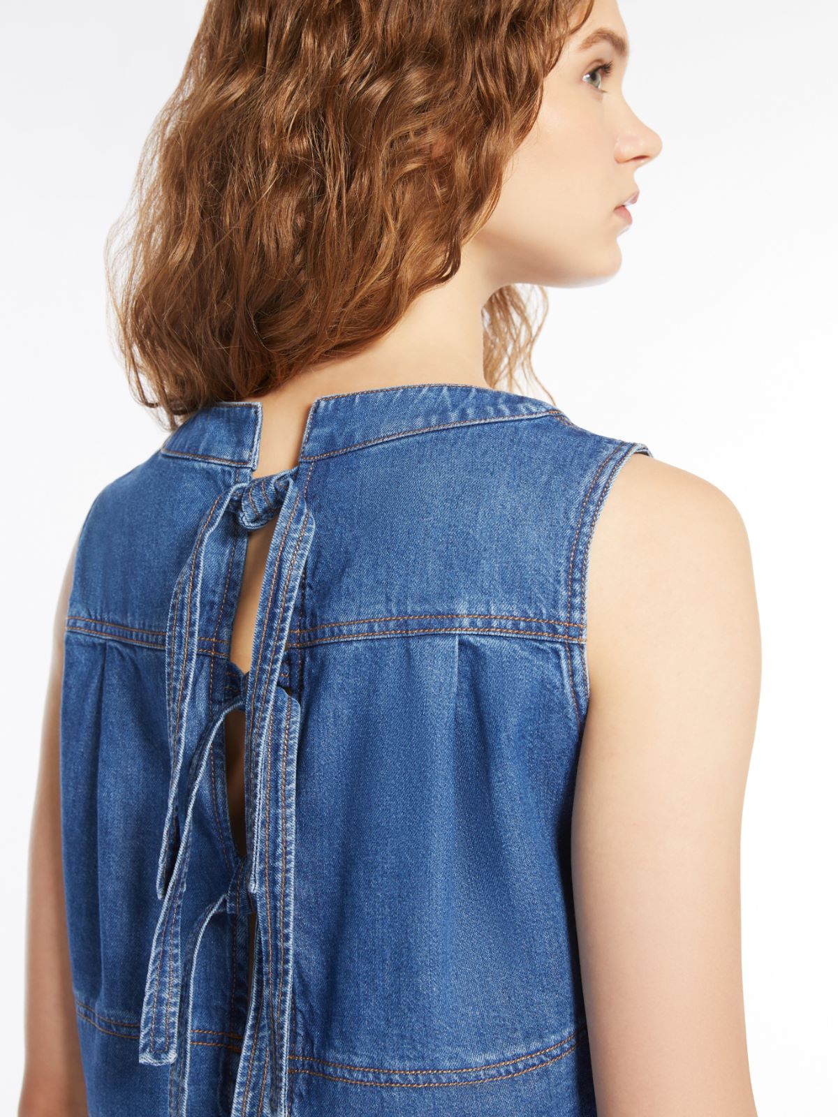 Top in Denim di Cotone / Jeans - Ideal Moda