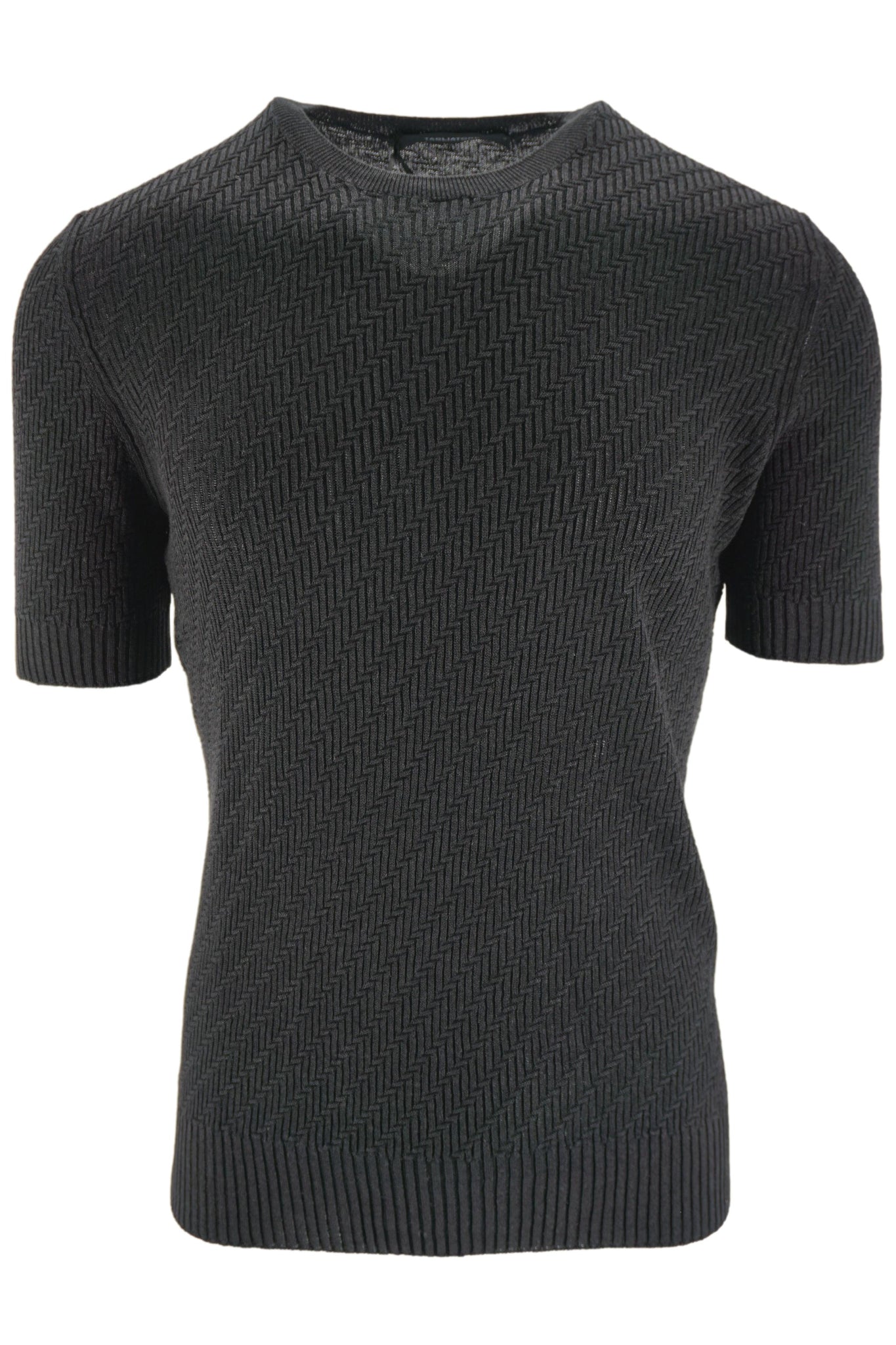 T-Shirt in Lino e Cotone / Nero - Ideal Moda