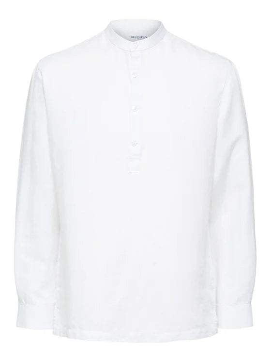 Camicia a Polo in Misto Lino e Cotone / Bianco - Ideal Moda