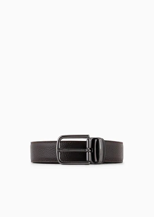 Cintura Reversibile in Pelle Granata / Marrone - Ideal Moda