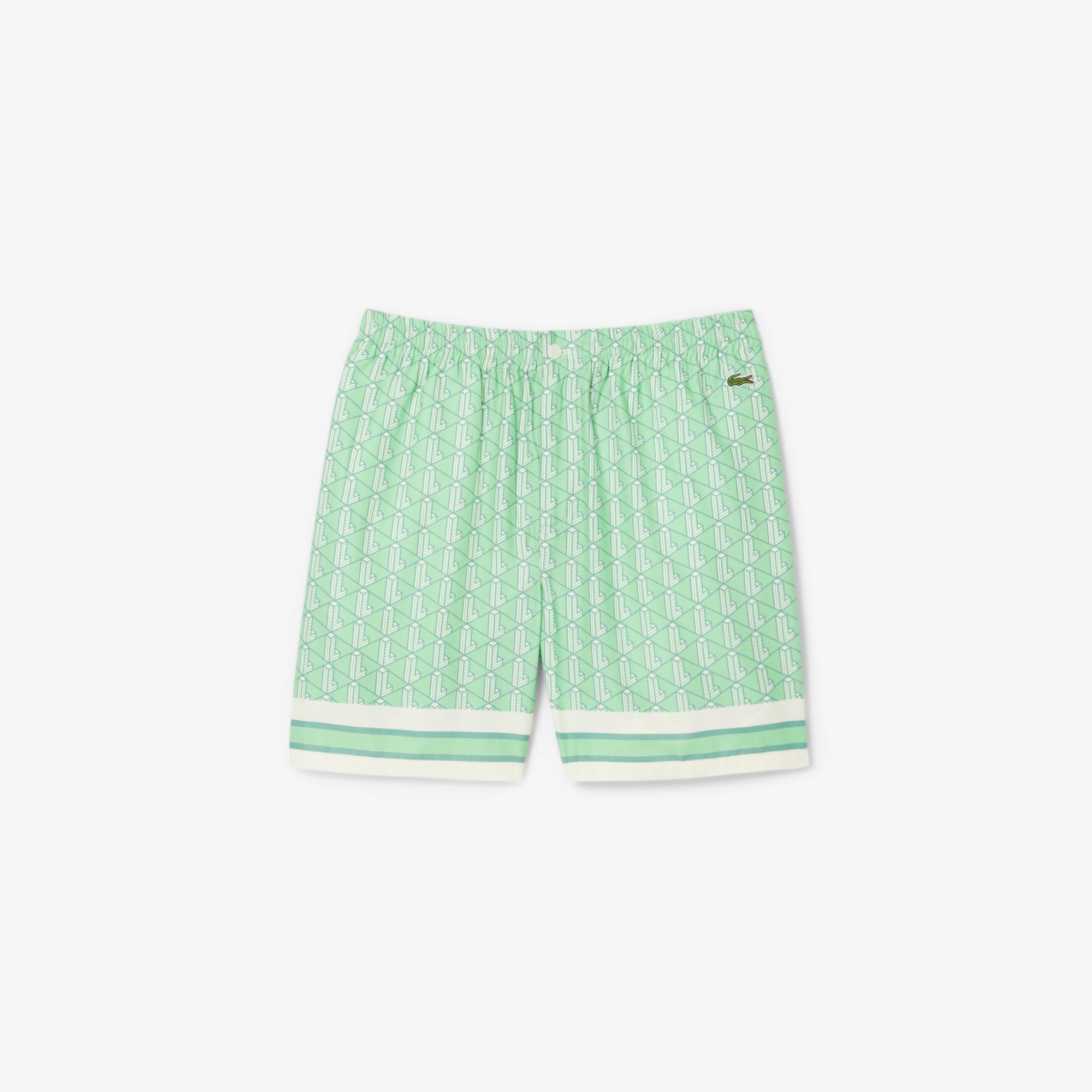 Shorts Leggero con Stampa Monogramma / Verde - Ideal Moda
