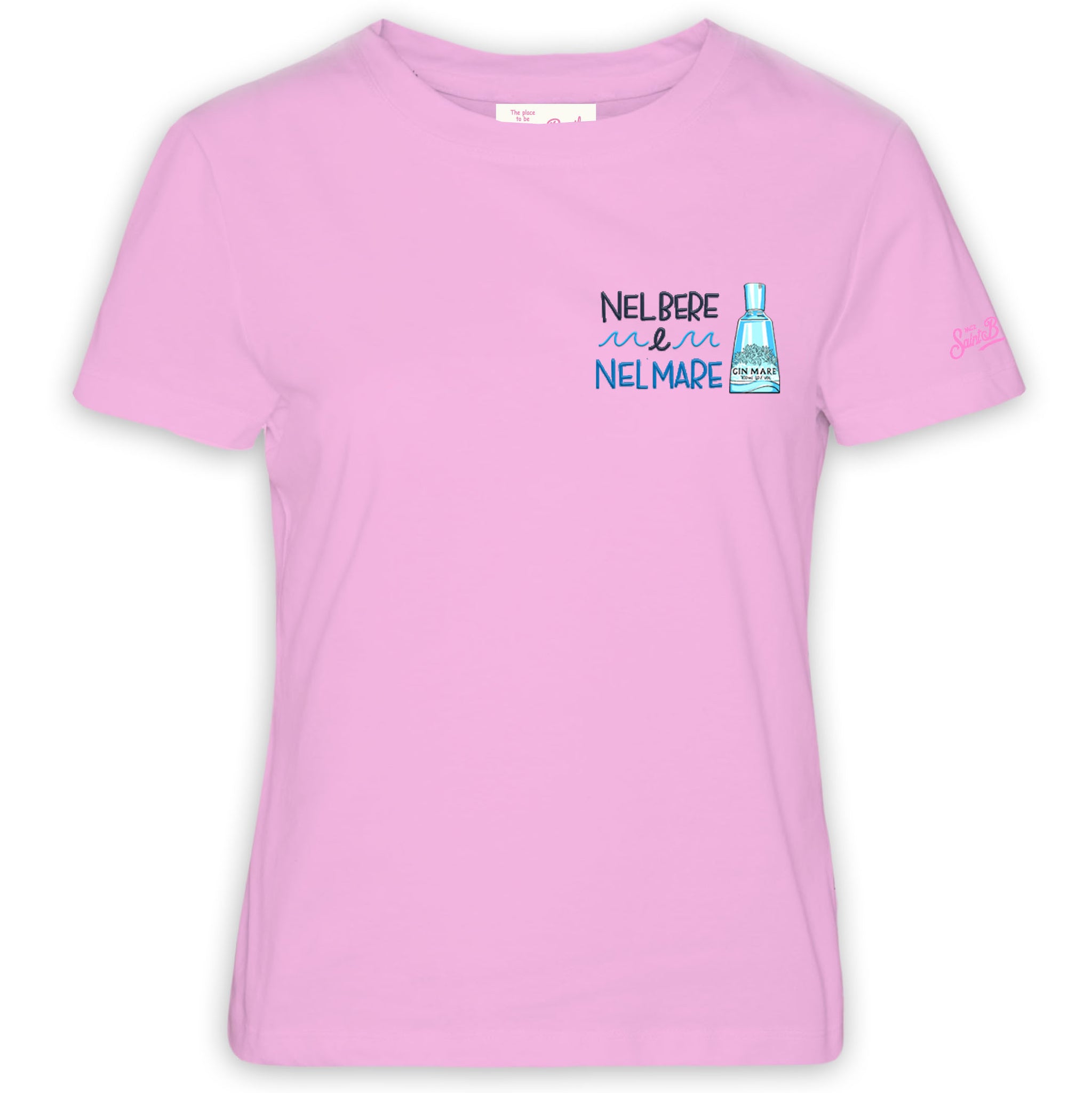 T-Shirt in Cotone con Ricamo / Rosa - Ideal Moda