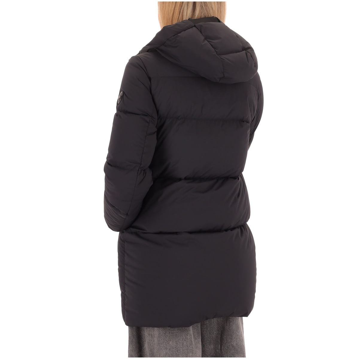 Piumino Lungo Stretch con Coulisse / Nero - Ideal Moda