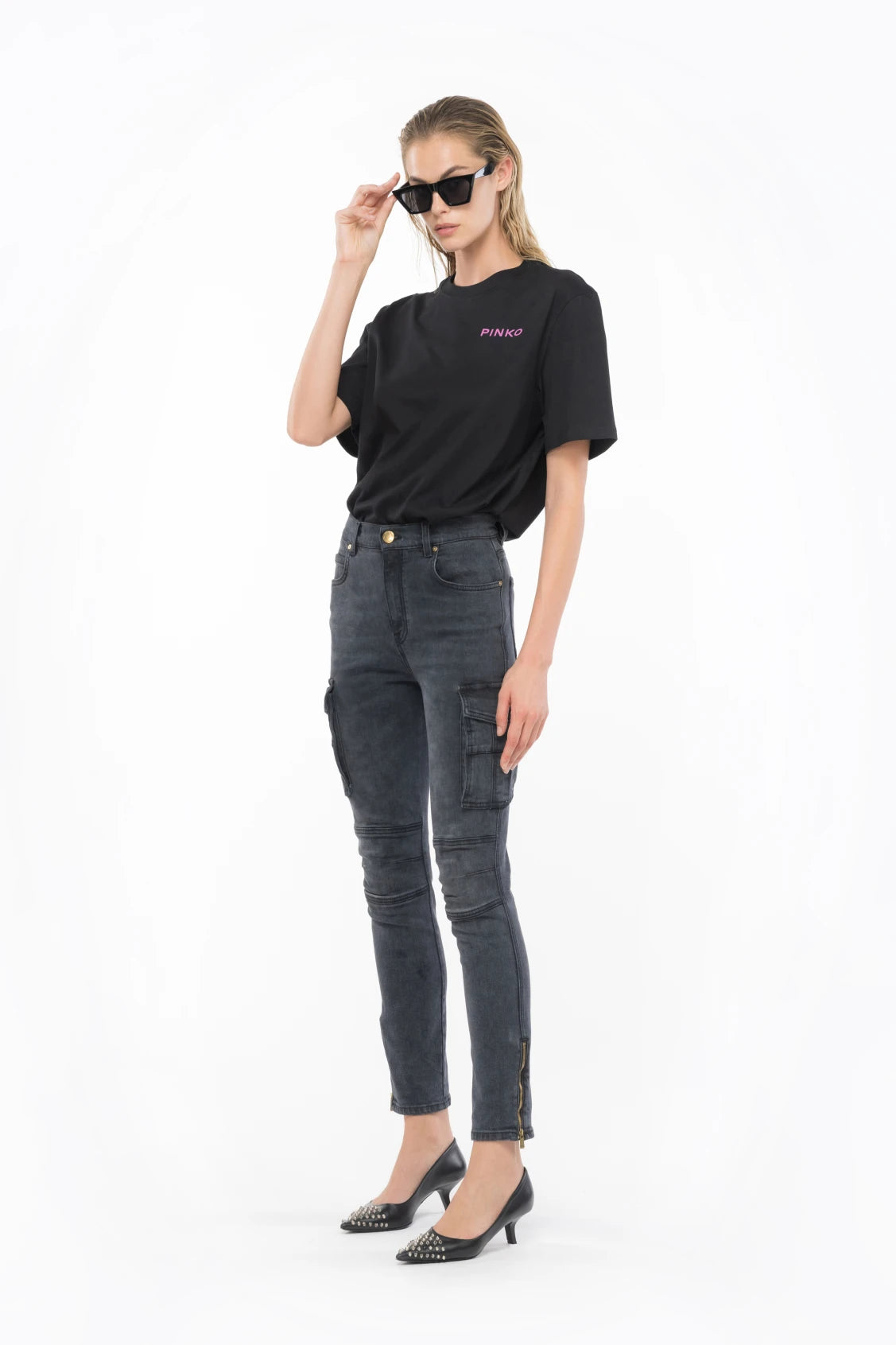 Jeans Cargo Skinny / Grigio - Ideal Moda