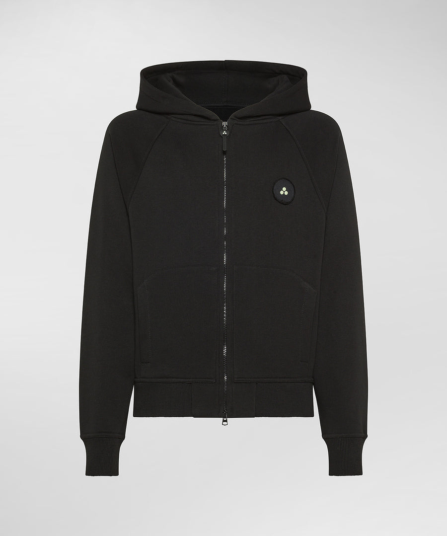 Felpa in Cotone con Zip / Nero - Ideal Moda