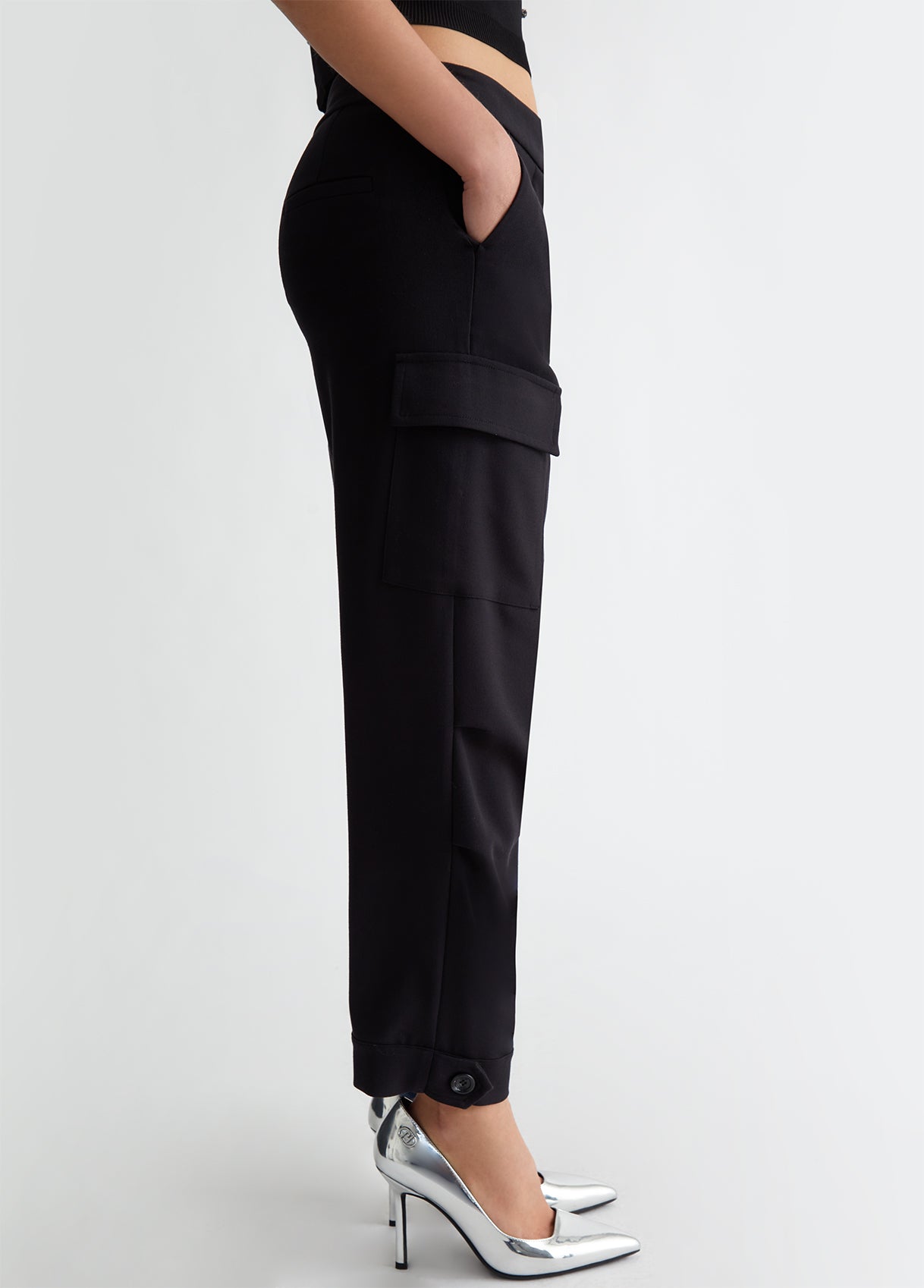 Stretch Flannel Cargo Pants Black - Main Image