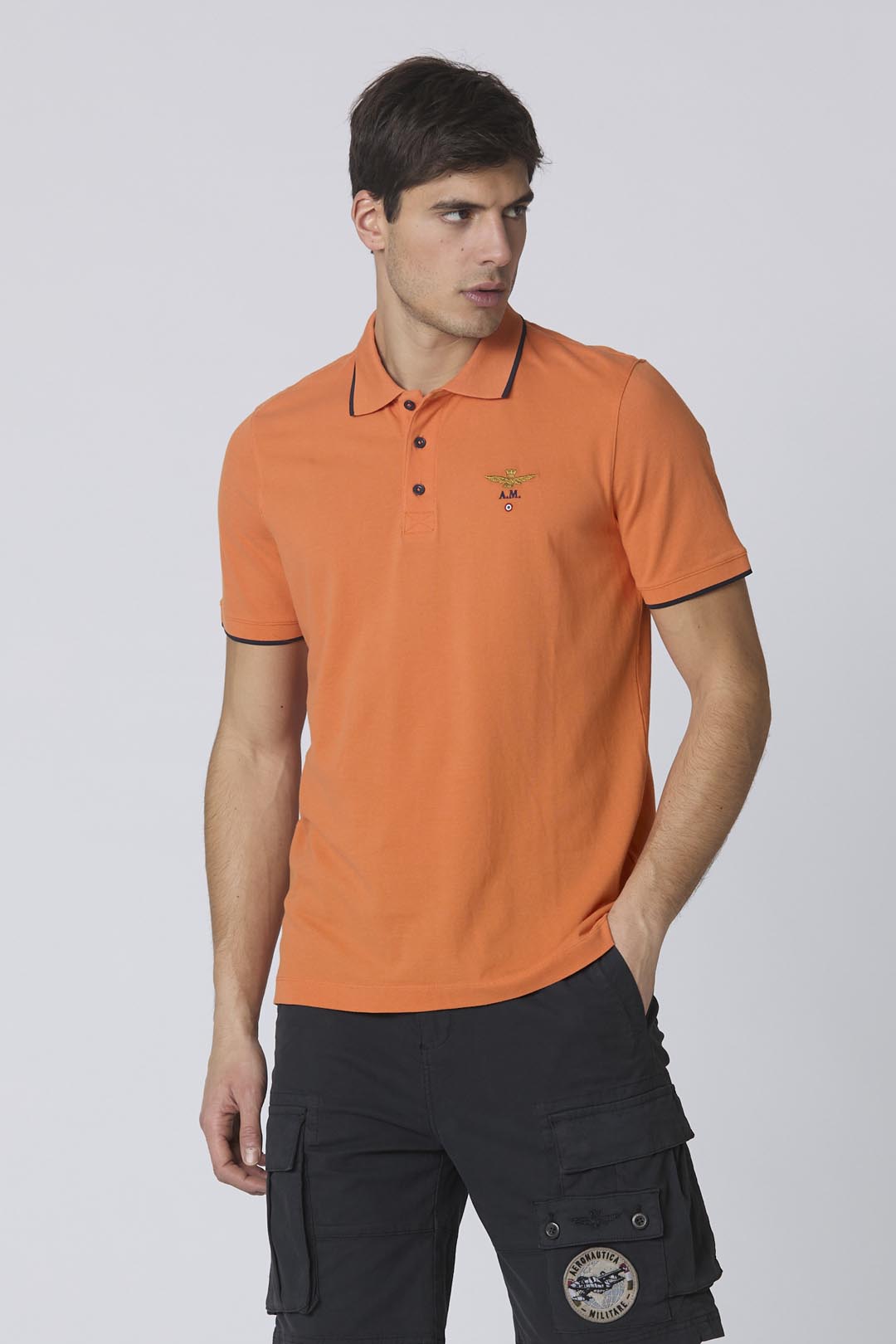 Polo in Cotone a Mezze Maniche / Arancione - Ideal Moda