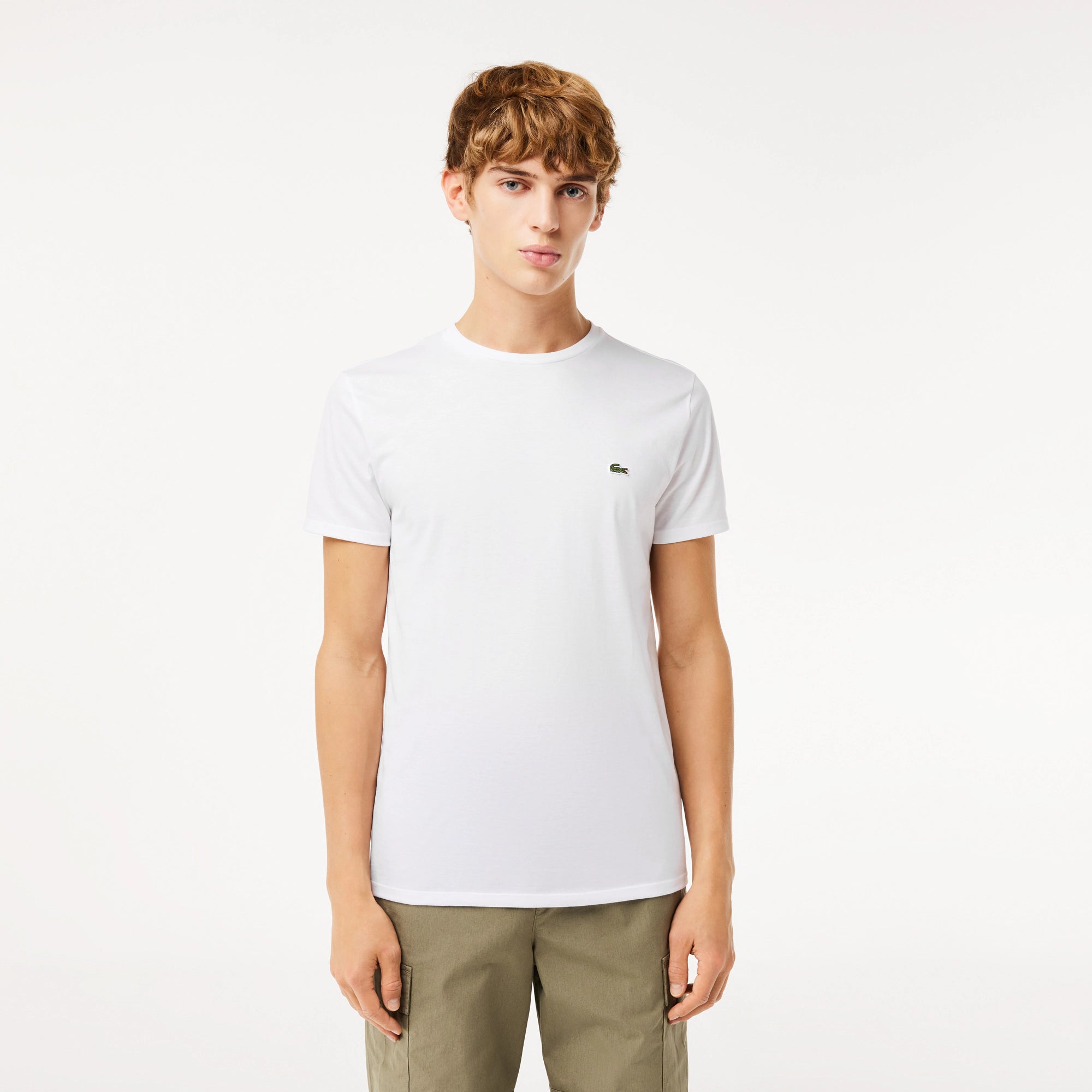 T-Shirt a Girocollo in Jersey di Cotone Pima / Bianco - Ideal Moda