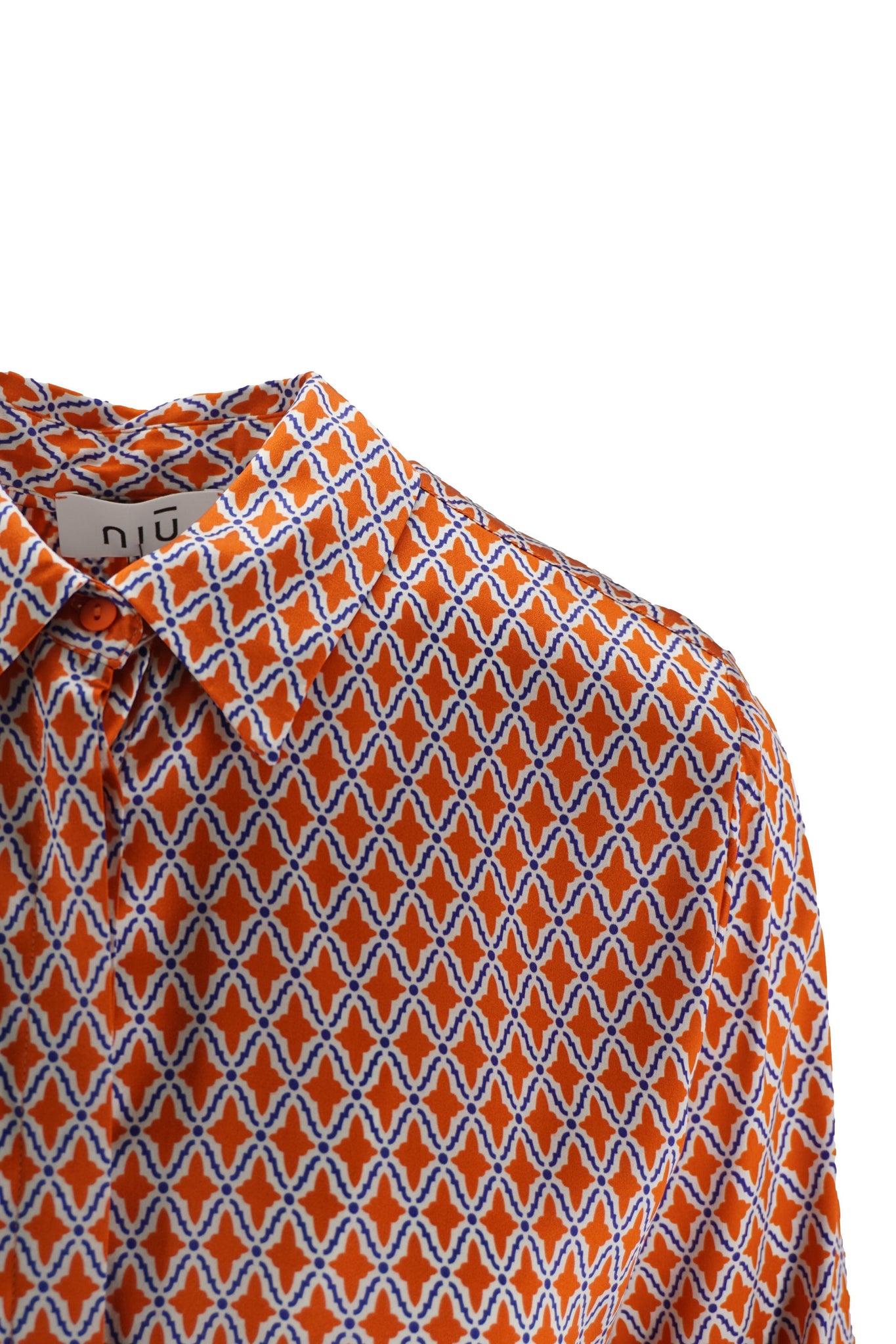 Camicia in Seta con Fantasia / Arancione - Ideal Moda