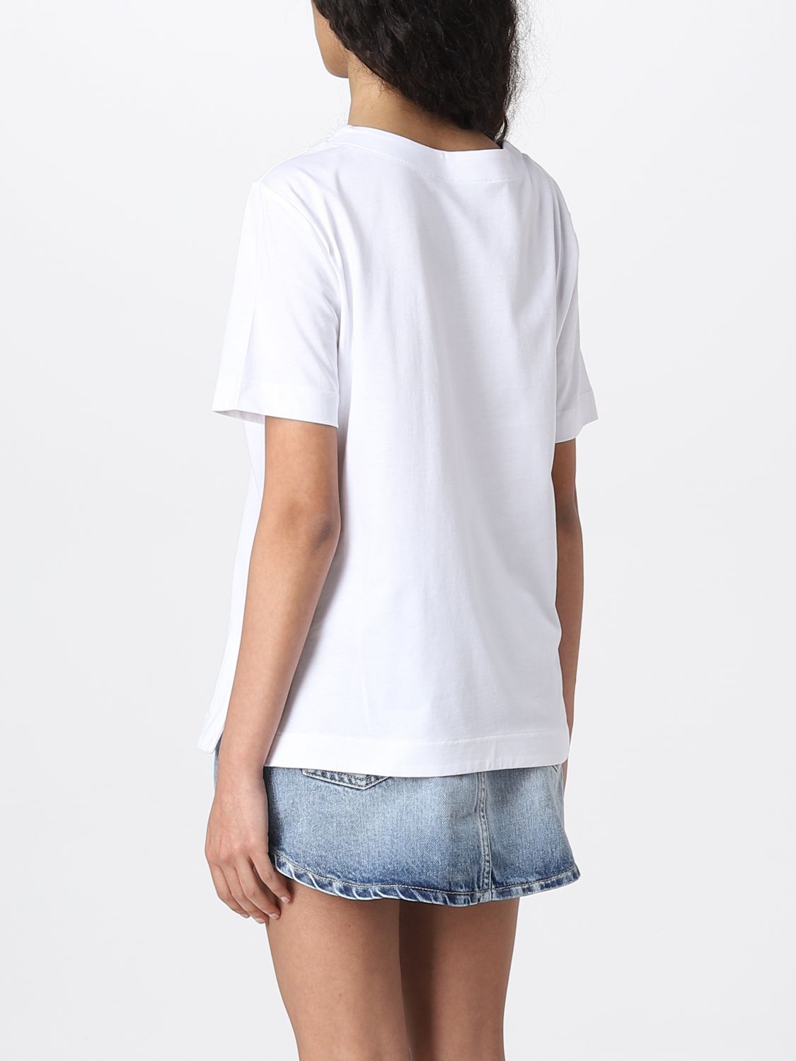 T-Shirt con Scollo a V Love Moschino / Bianco - Ideal Moda