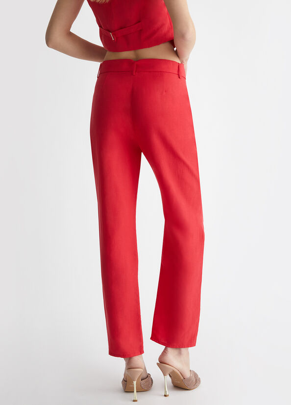 Pantalone con Cintura / Rosso - Ideal Moda