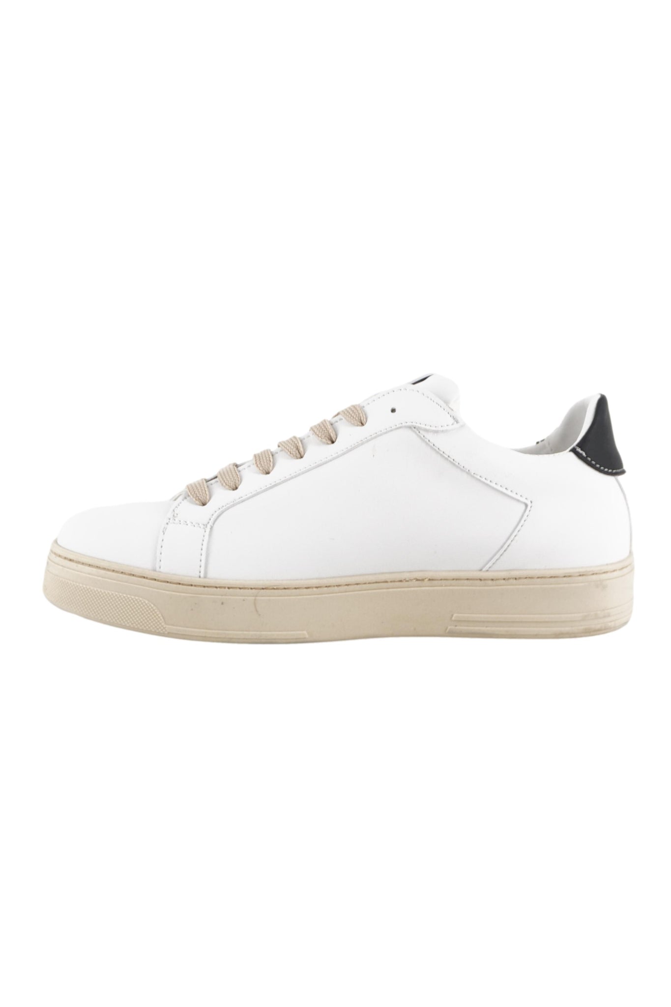 Sneaker in Pelle con Tab a Contrasto Nero / Bianco - Ideal Moda