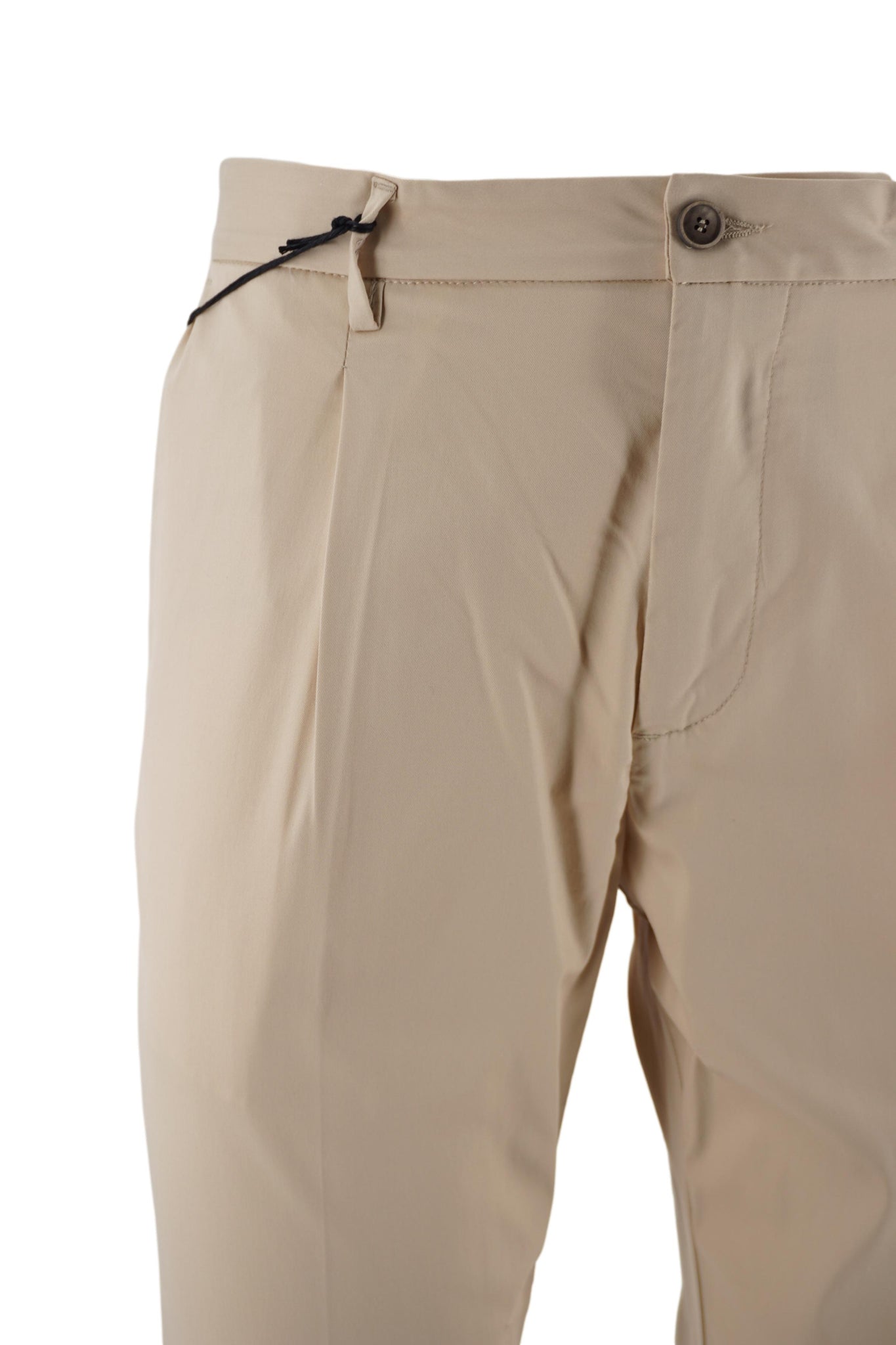 Pantalone con Mezzo Elastico in Vita / Beige - Ideal Moda