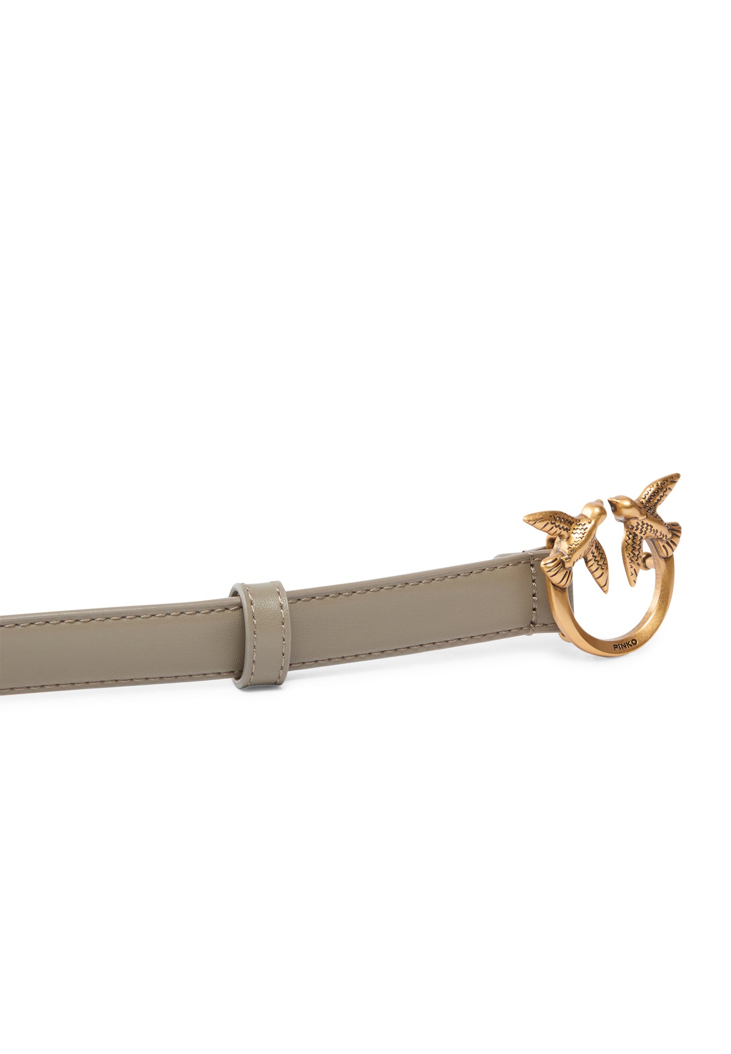 Cintura Sottile Love Birds in Pelle 2 cm / Tortora - Ideal Moda