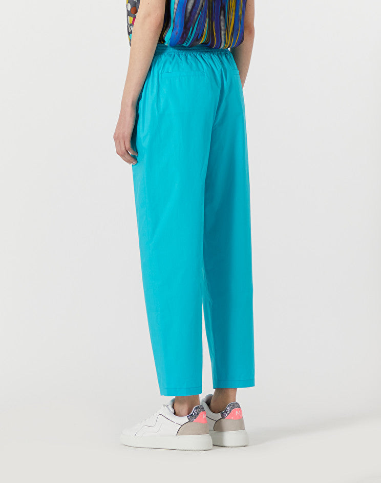 Pantalone in Cotone con Elastico in Vita / Azzurro - Ideal Moda